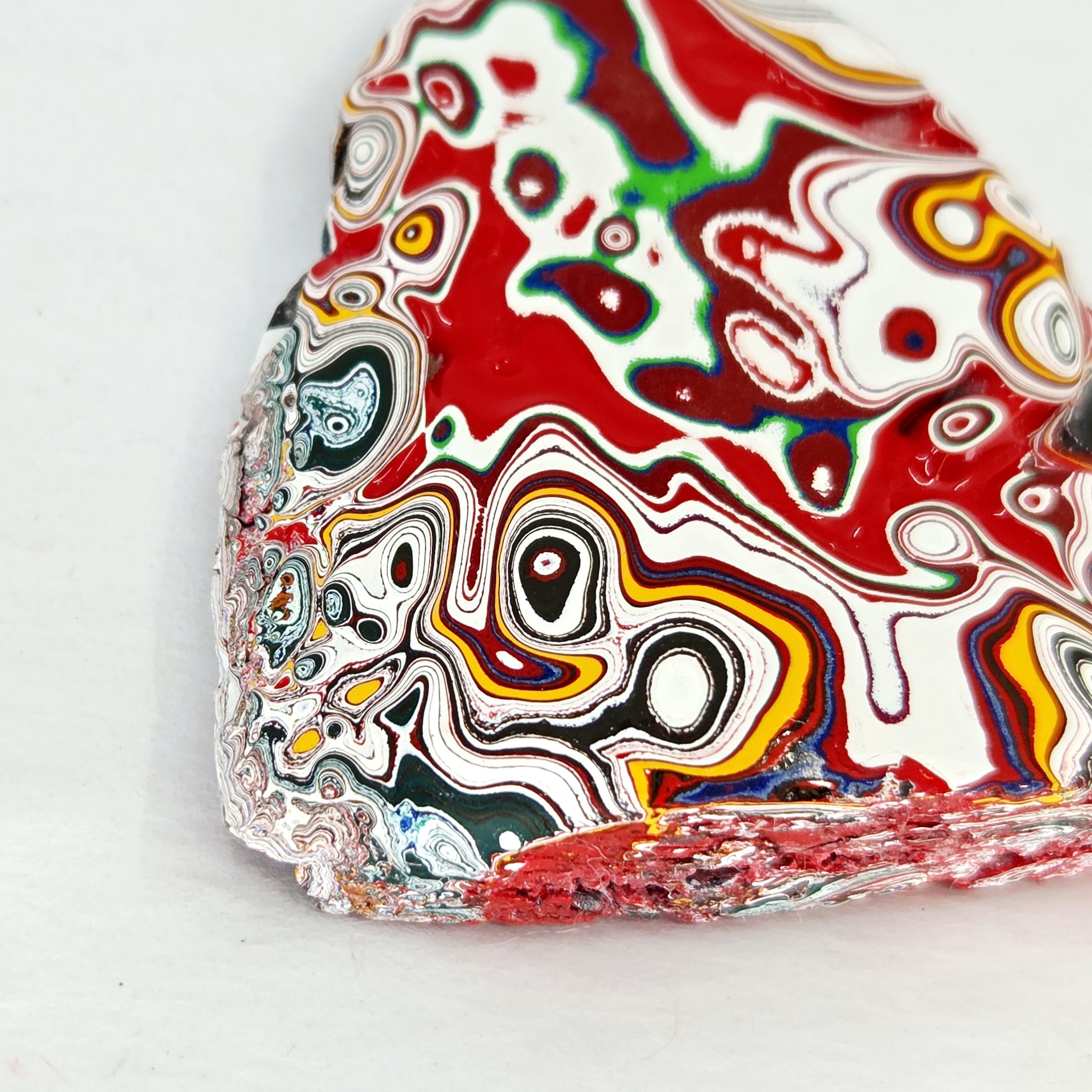 Kenworth Fordite Cabochon, Crazy Wild Paint Flow Patterns (Jewelry Making) Handmade, view 6