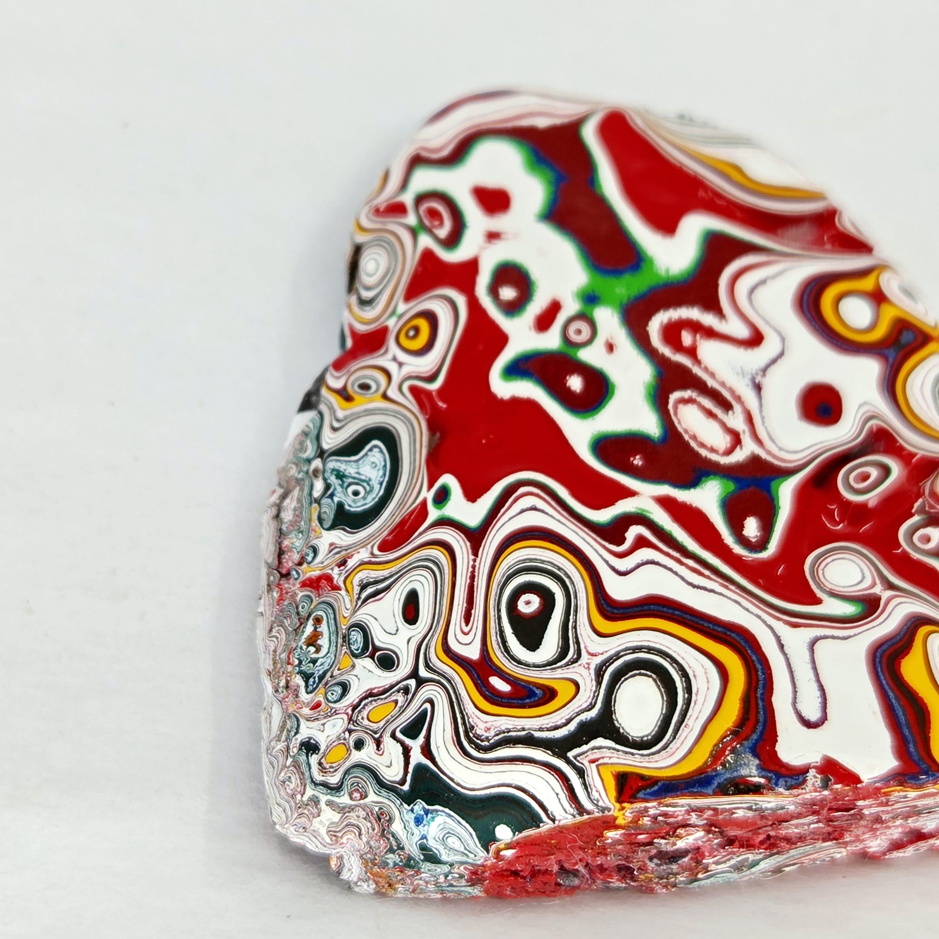 Kenworth Fordite Cabochon, Crazy Wild Paint Flow Patterns (Jewelry Making) Handmade, view 7