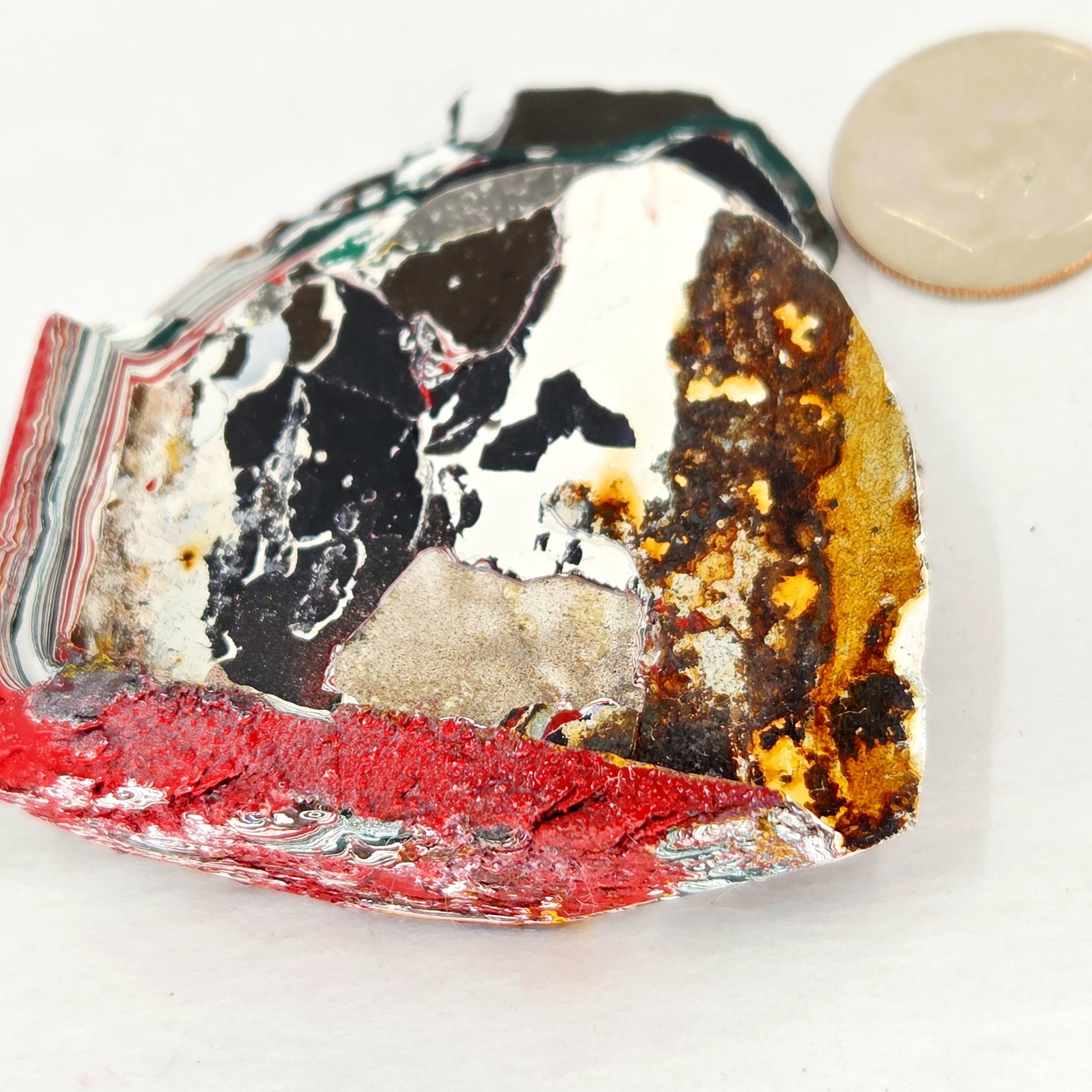 Kenworth Fordite Cabochon, Crazy Wild Paint Flow Patterns (Jewelry Making) Handmade, view 8
