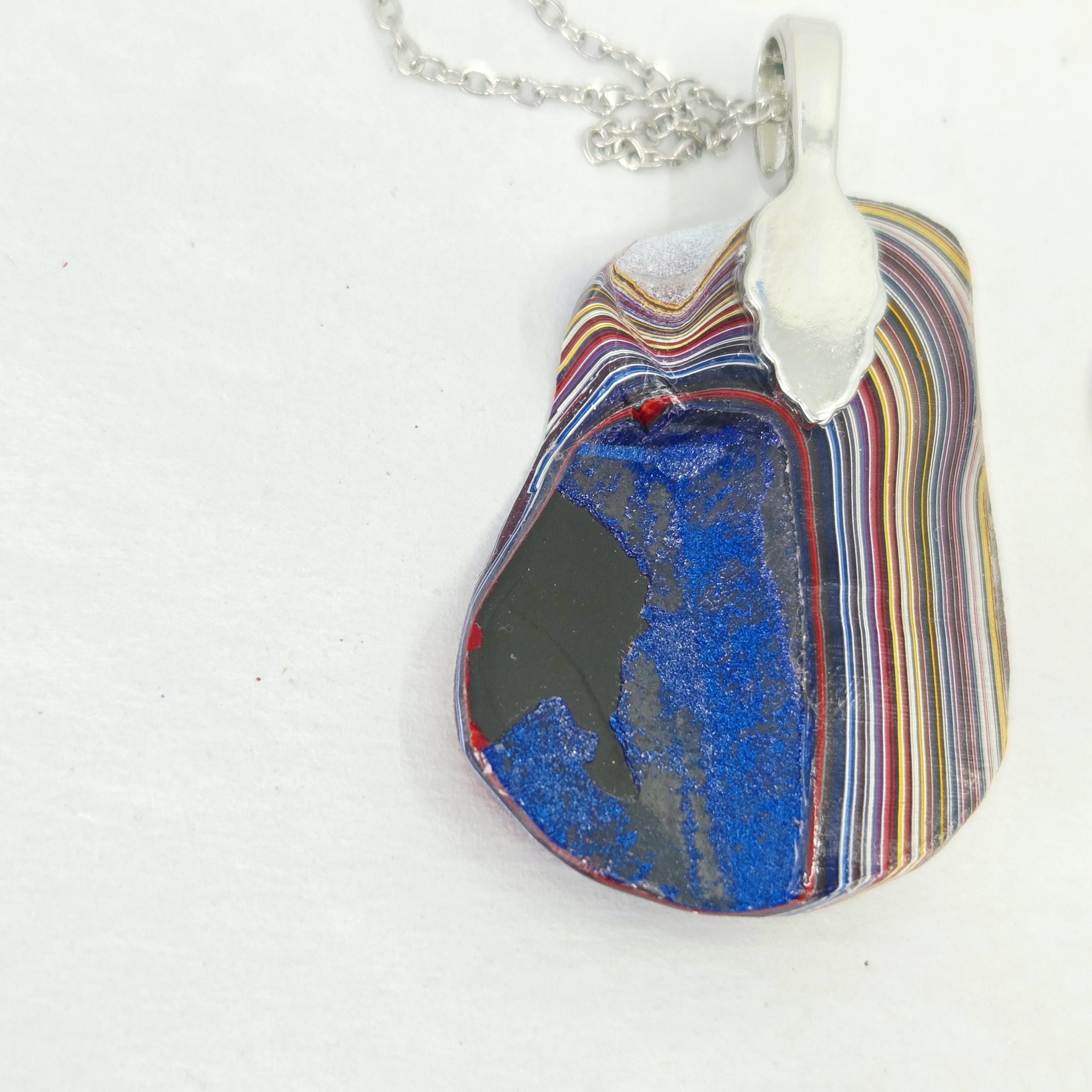 Fordite Pendant Necklace Brilliant Colors/20" Chain, view 8