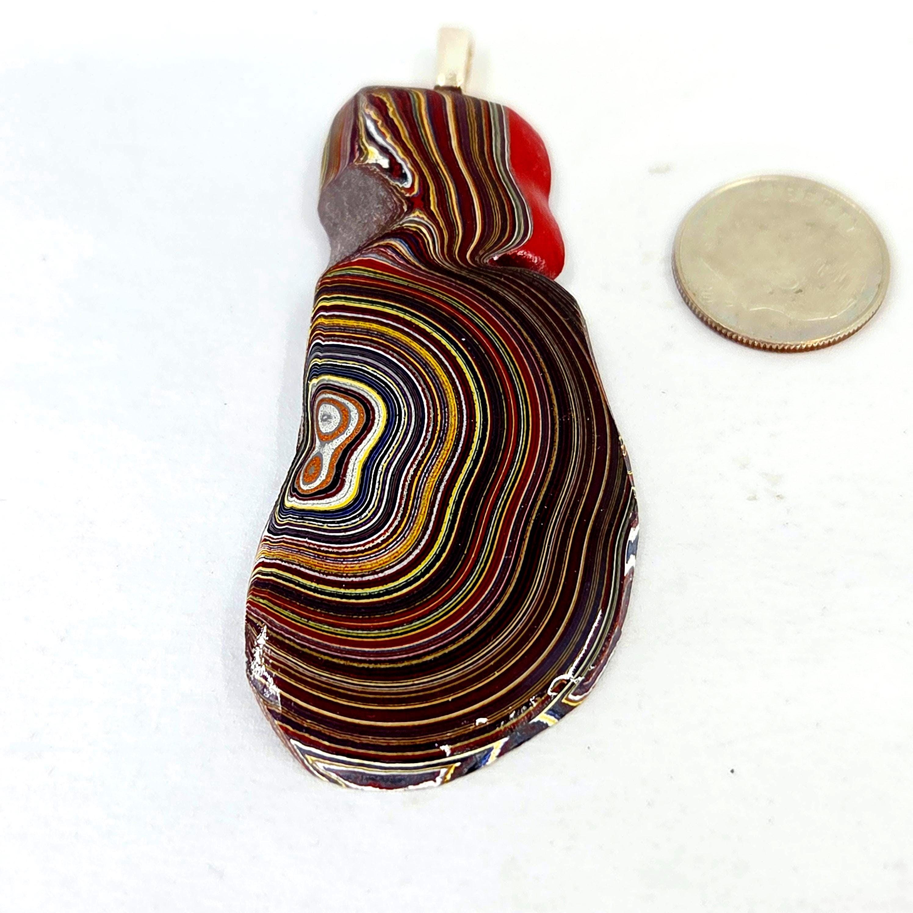 Corvette Fordite Necklace, Pendant, Cut from original Corvette Overspray sterling silver bail, 20" chain, view 2