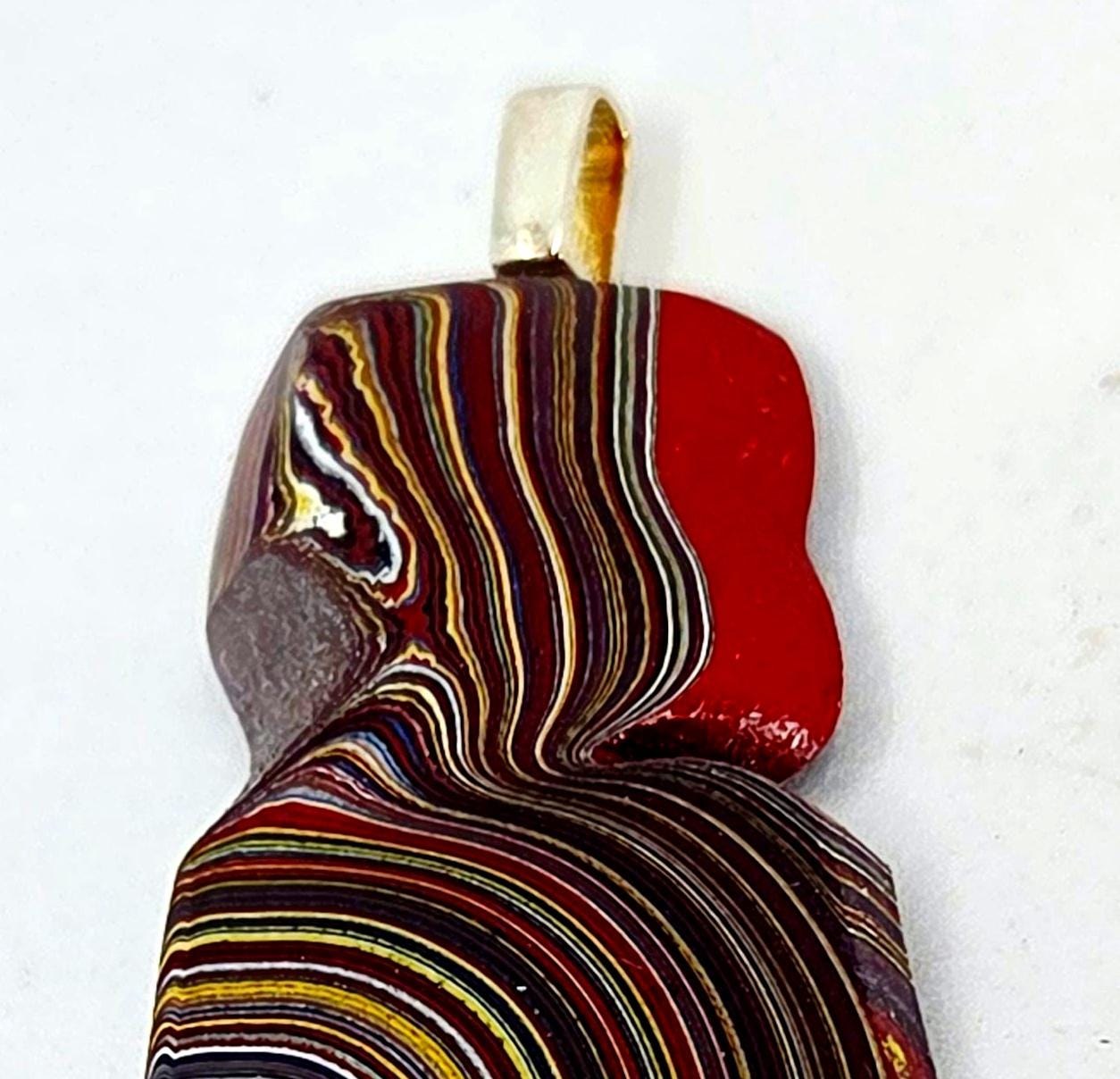 Corvette Fordite Necklace, Pendant, Cut from original Corvette Overspray sterling silver bail, 20" chain, view 3