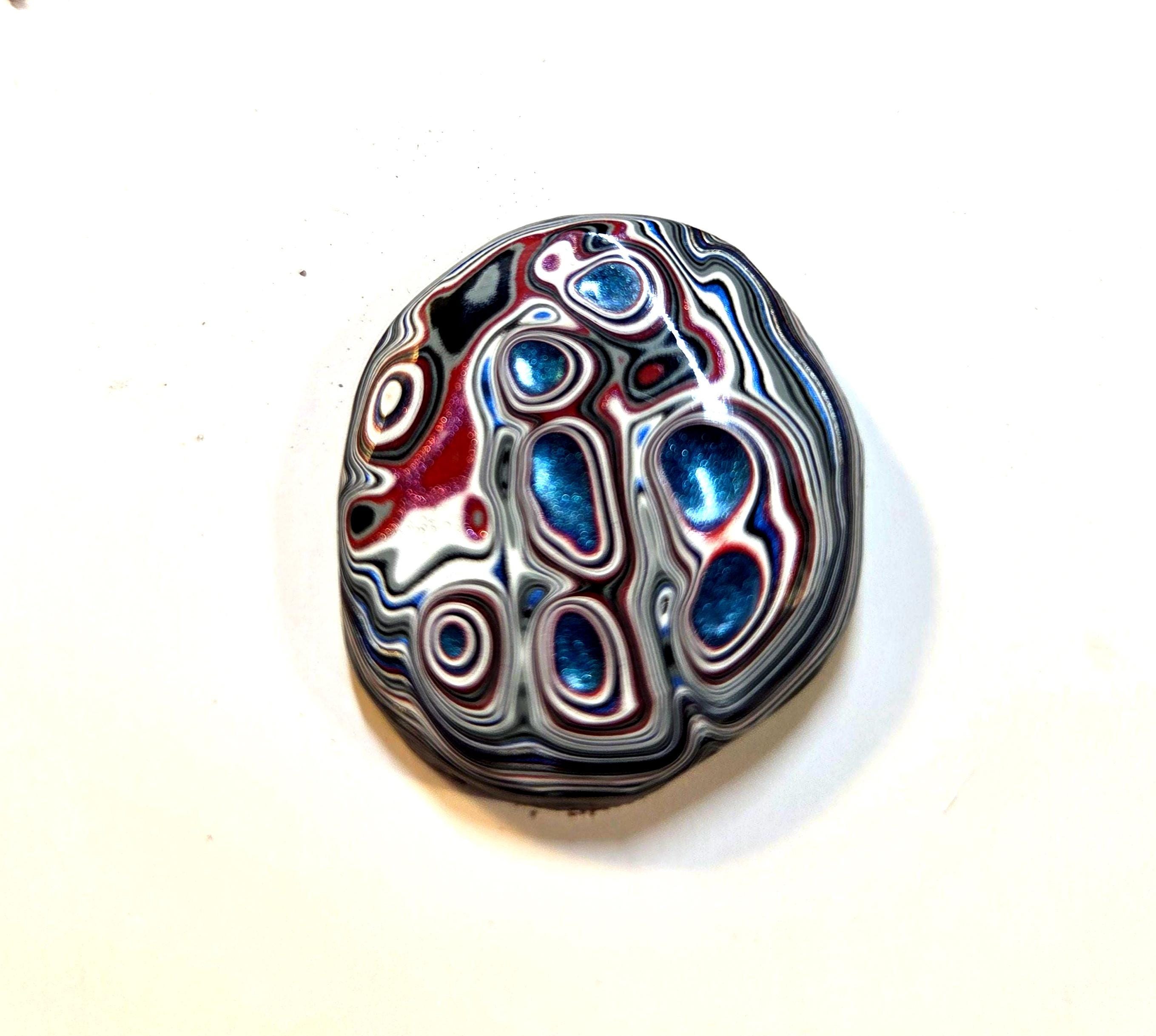 Fordite Pendant / Pools of Blue