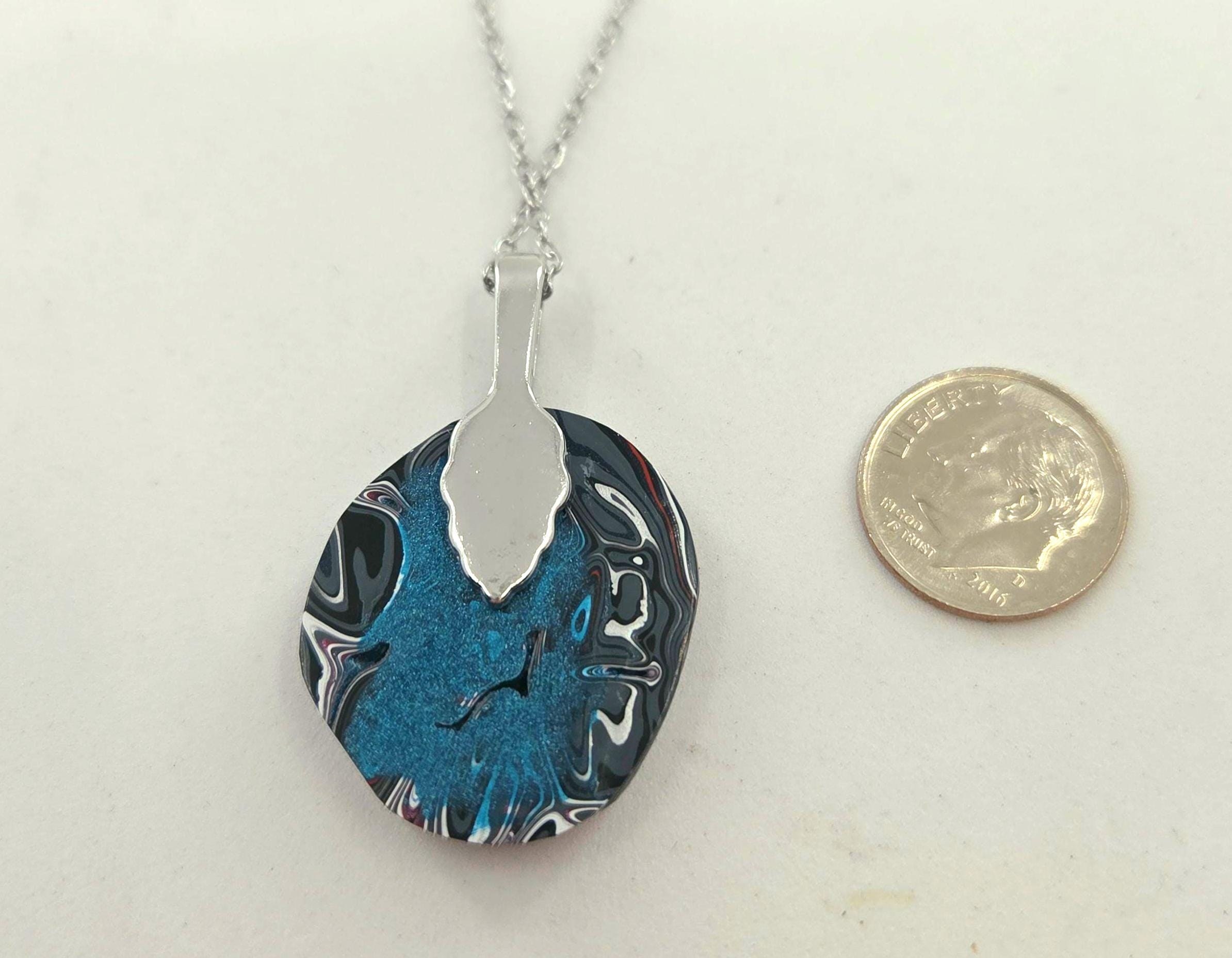 Fordite Pendant / Pools of Blue, view 2
