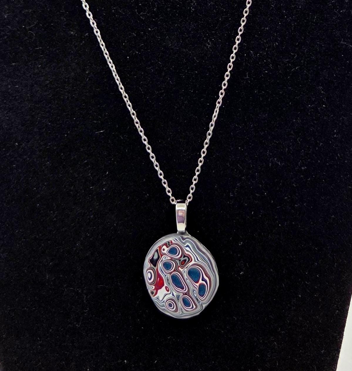 Fordite Pendant / Pools of Blue, view 3