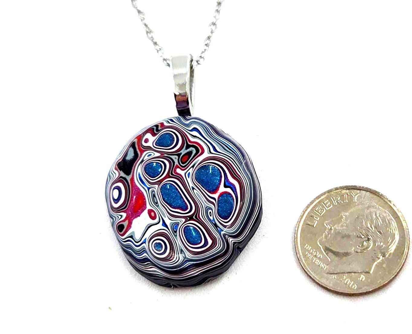 Fordite Pendant / Pools of Blue, view 4