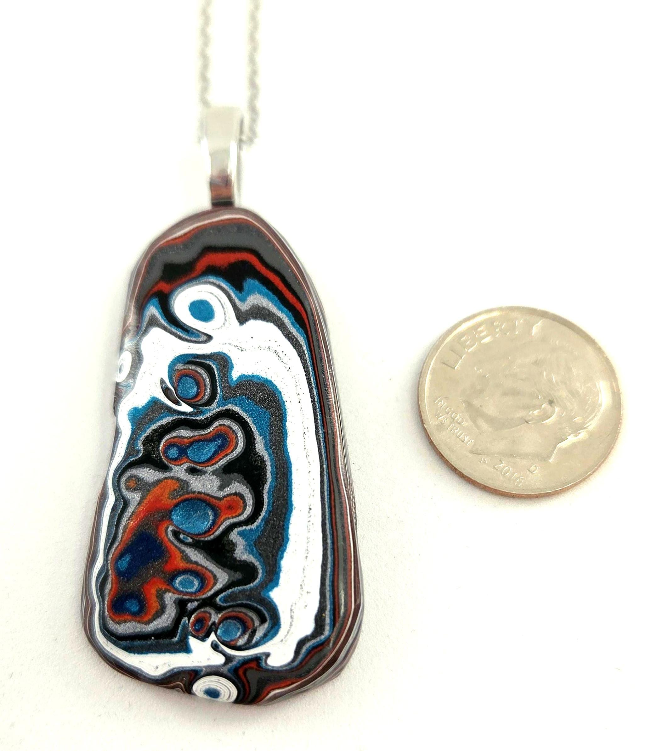 Fordite Pendant Metallics and Pools of Color, view 2