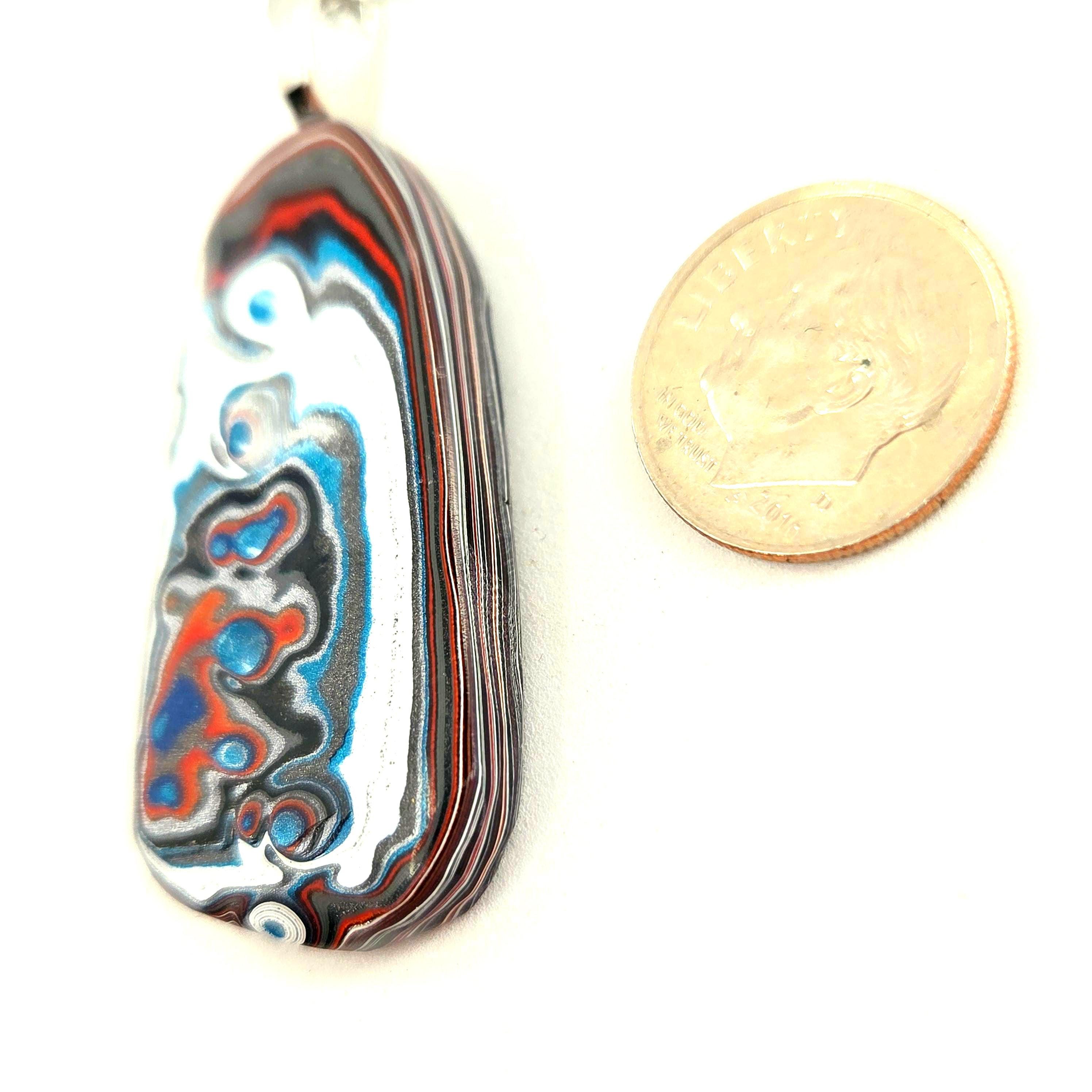 Fordite Pendant Metallics and Pools of Color, view 3