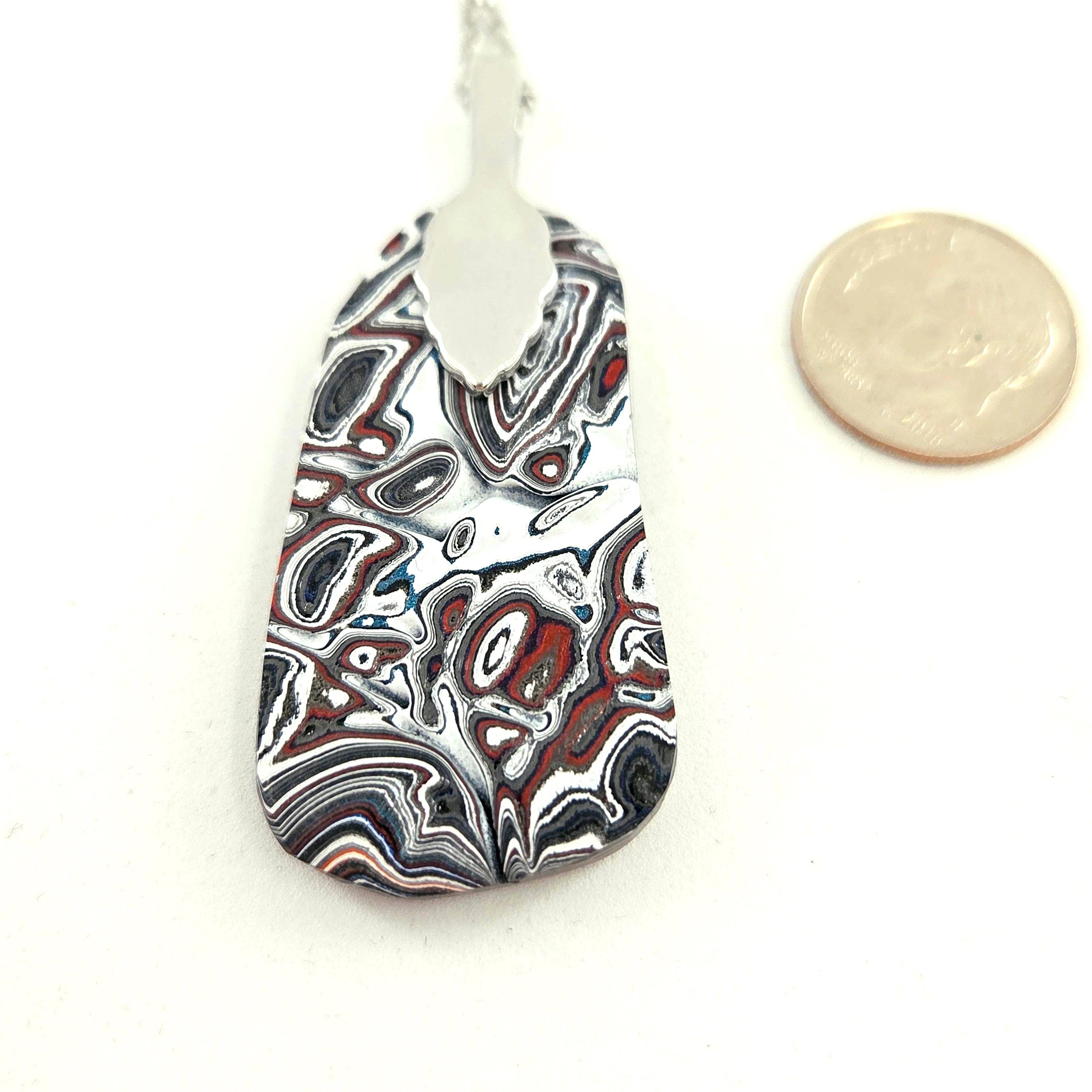 Fordite Pendant Metallics and Pools of Color, view 4
