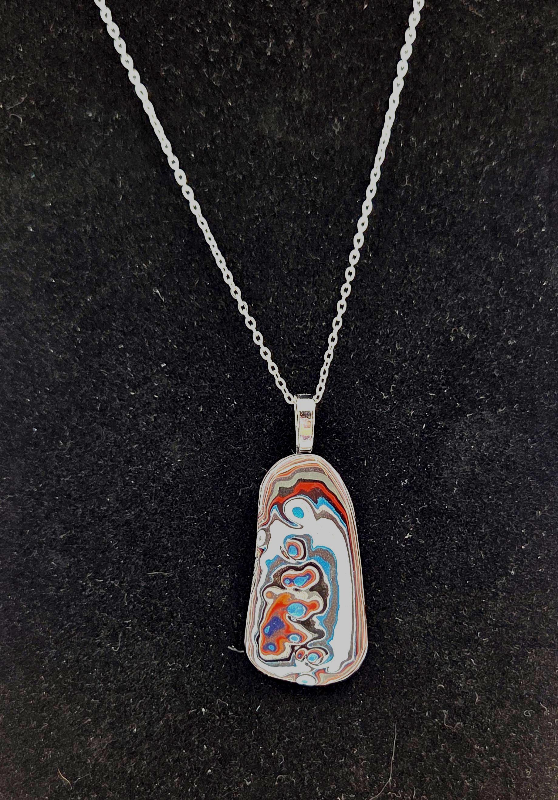 Fordite Pendant Metallics and Pools of Color, view 5