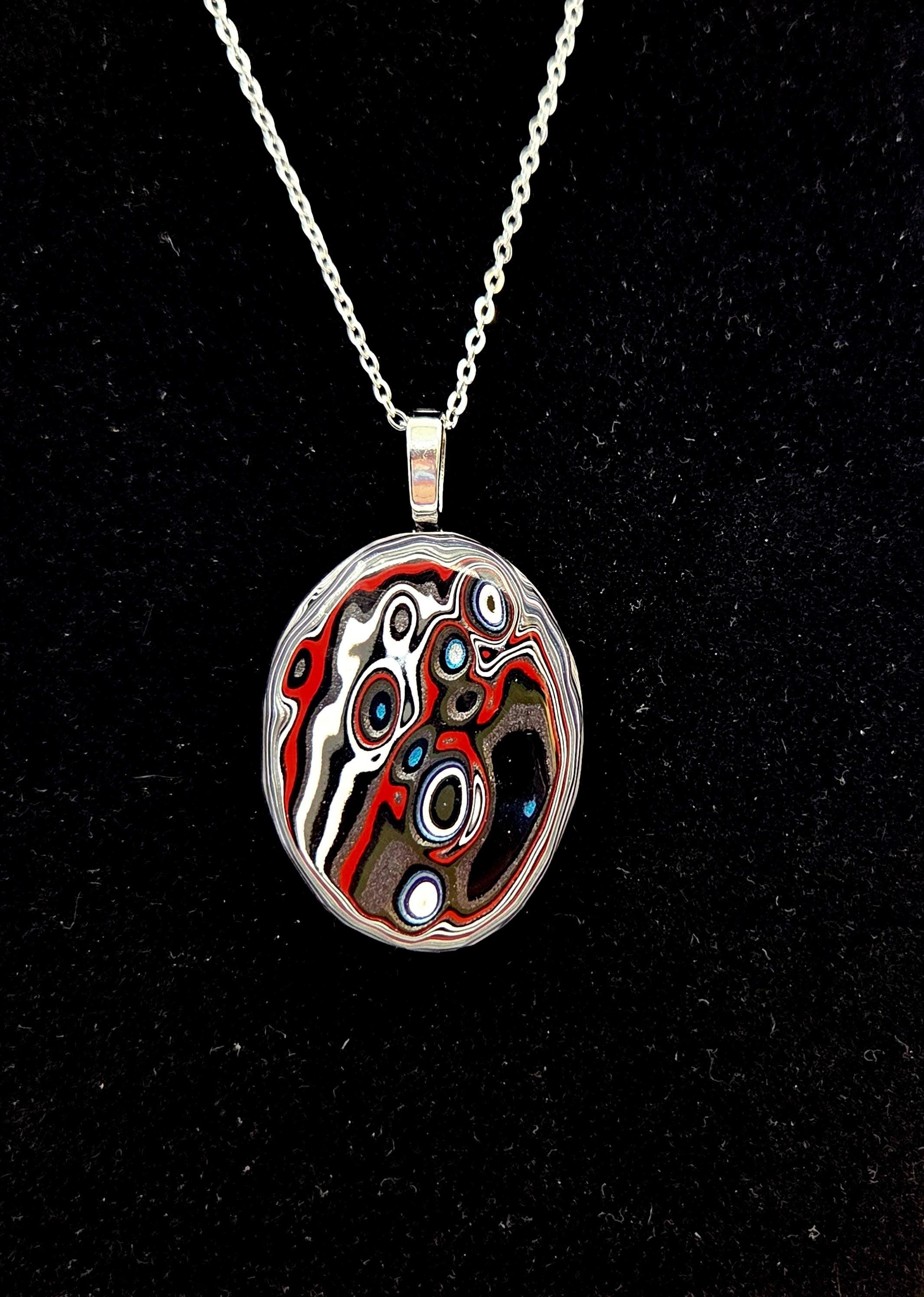 Fordite Pendant Metallic Sparkle Sharp Colors, view 2