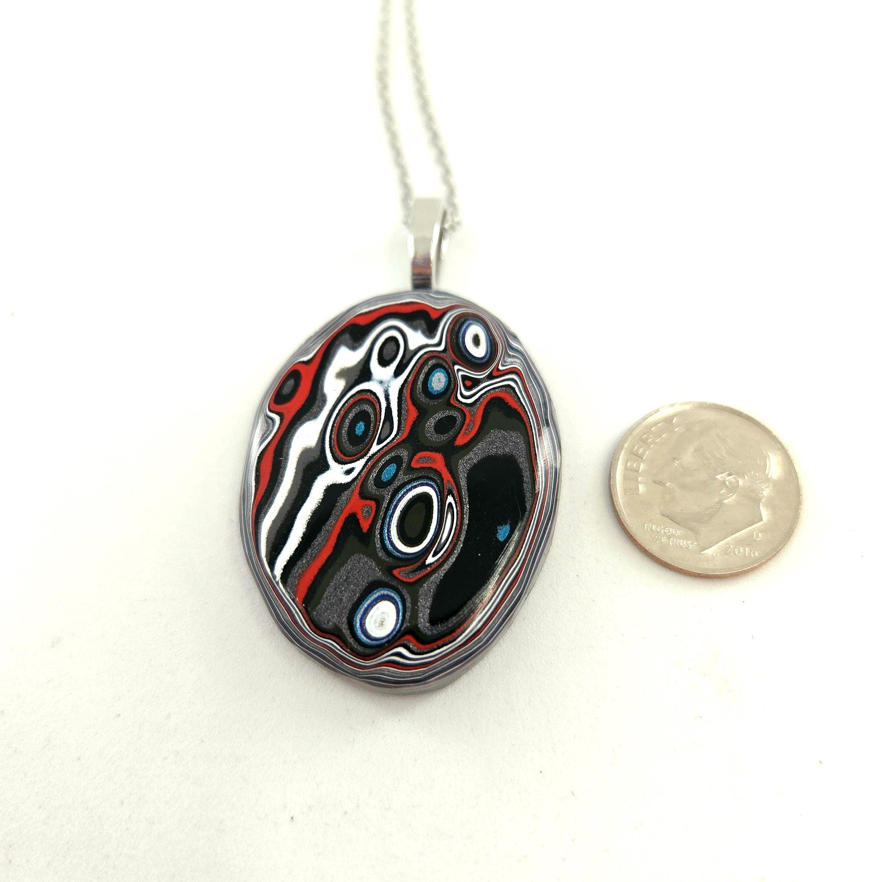 Fordite Pendant Metallic Sparkle Sharp Colors, view 4