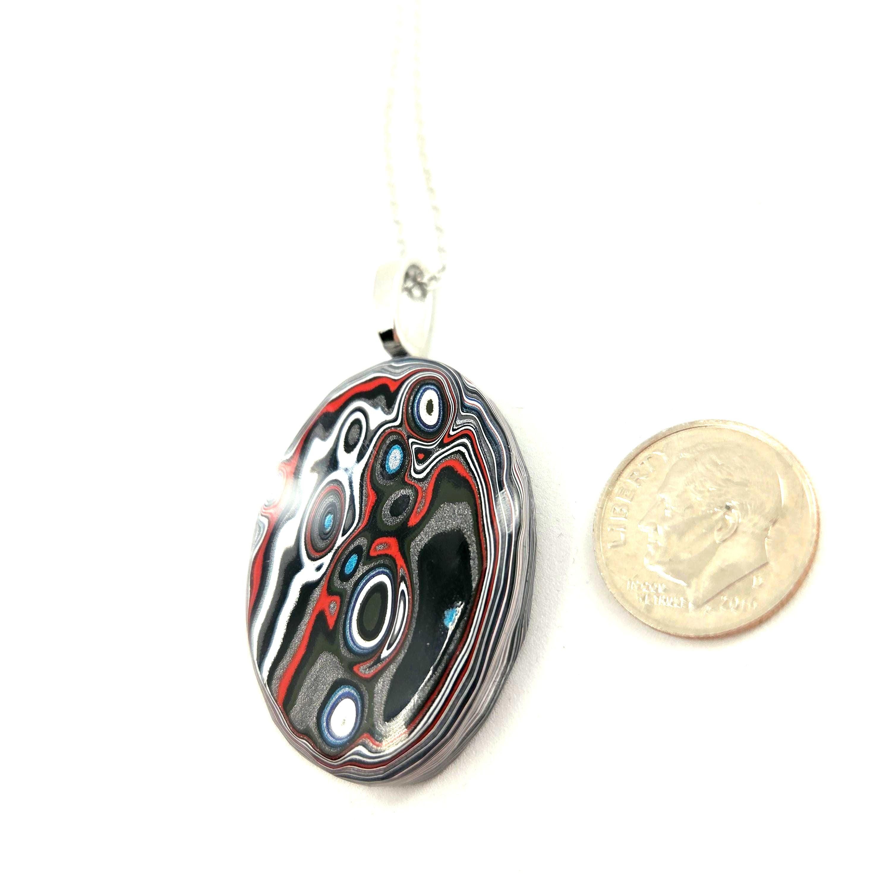 Fordite Pendant Metallic Sparkle Sharp Colors, view 5