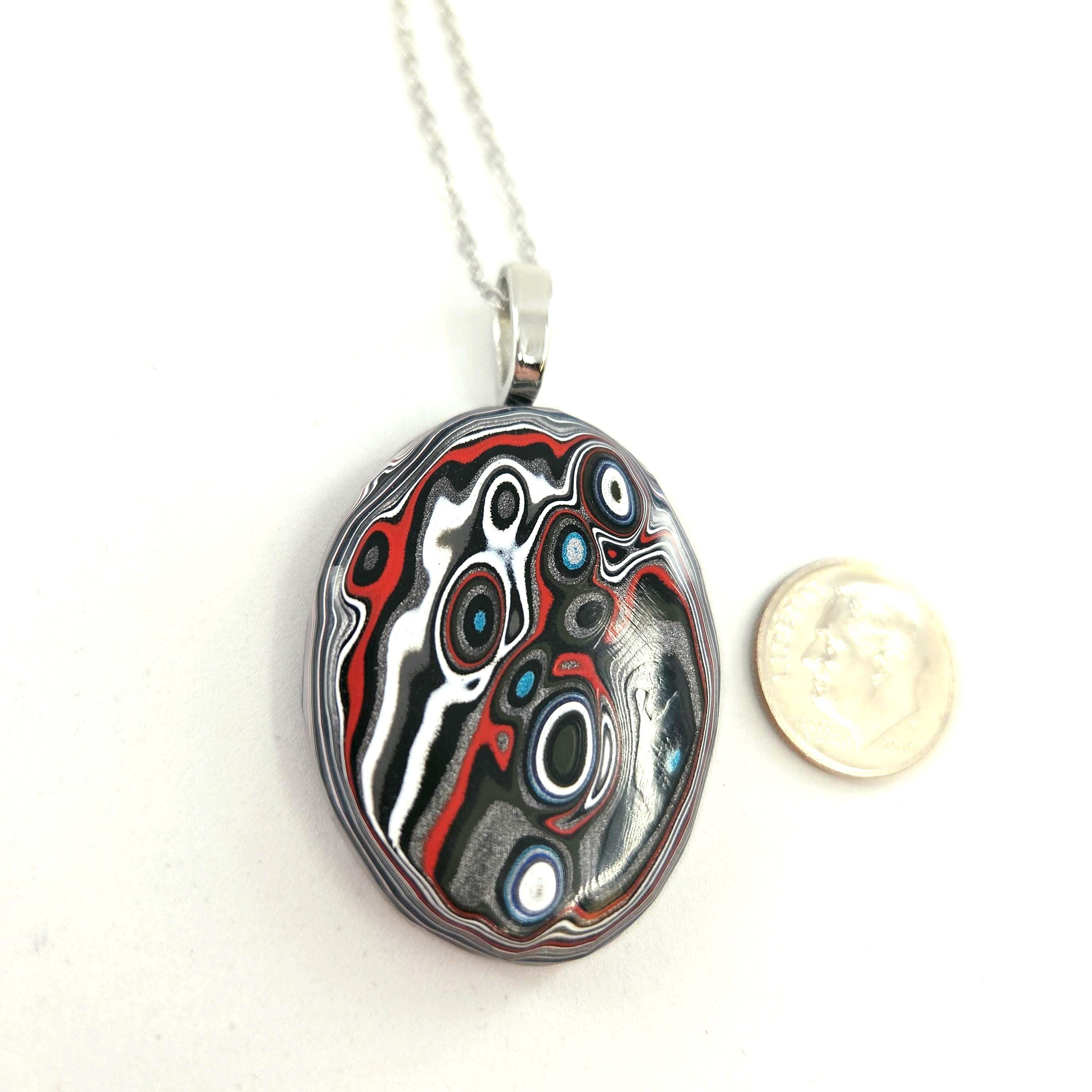 Fordite Pendant Metallic Sparkle Sharp Colors, view 6
