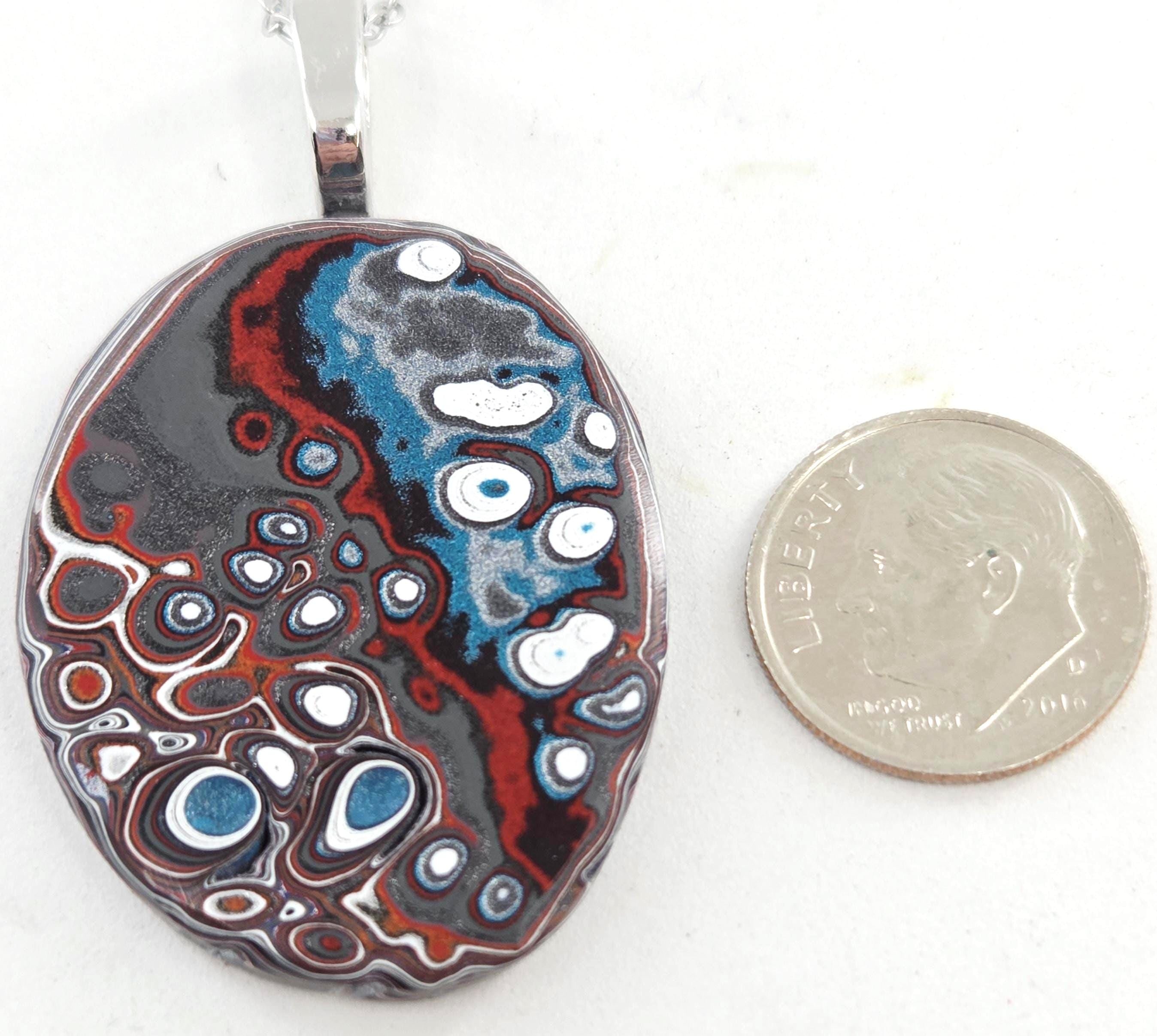 Fordite Pendant / Jeep/Pools of Blue