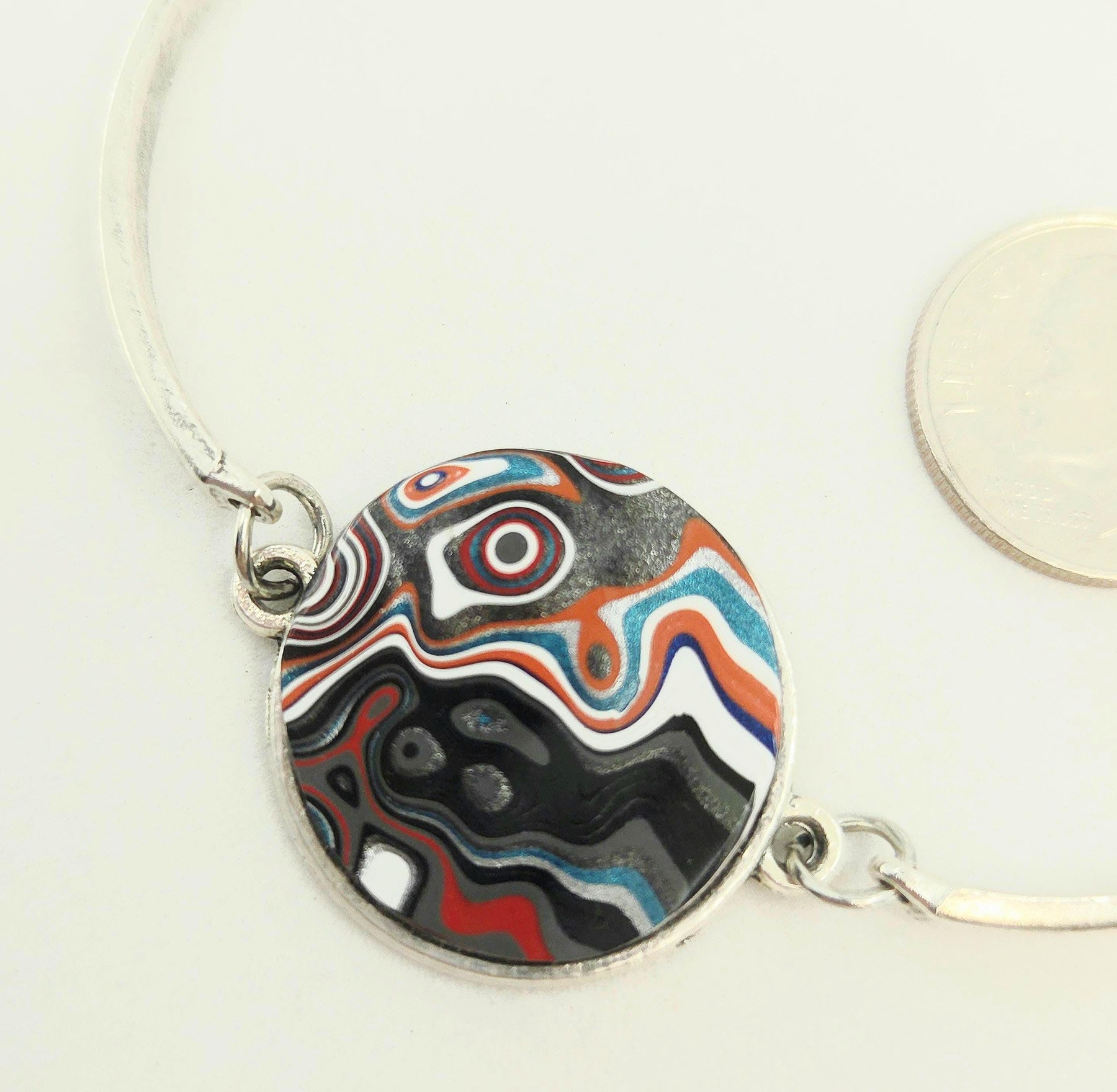 Fordite Jeep Adjusable Bracelet Silver Plated /bridesmaid, view 1