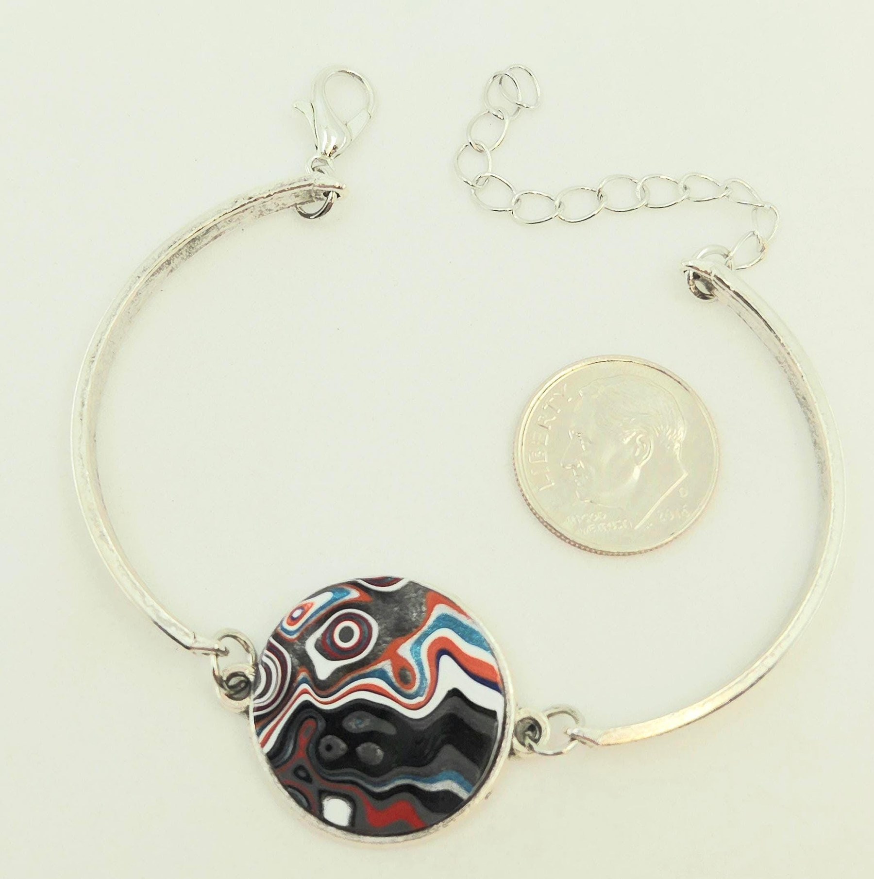 Fordite Jeep Adjusable Bracelet Silver Plated /bridesmaid, view 2