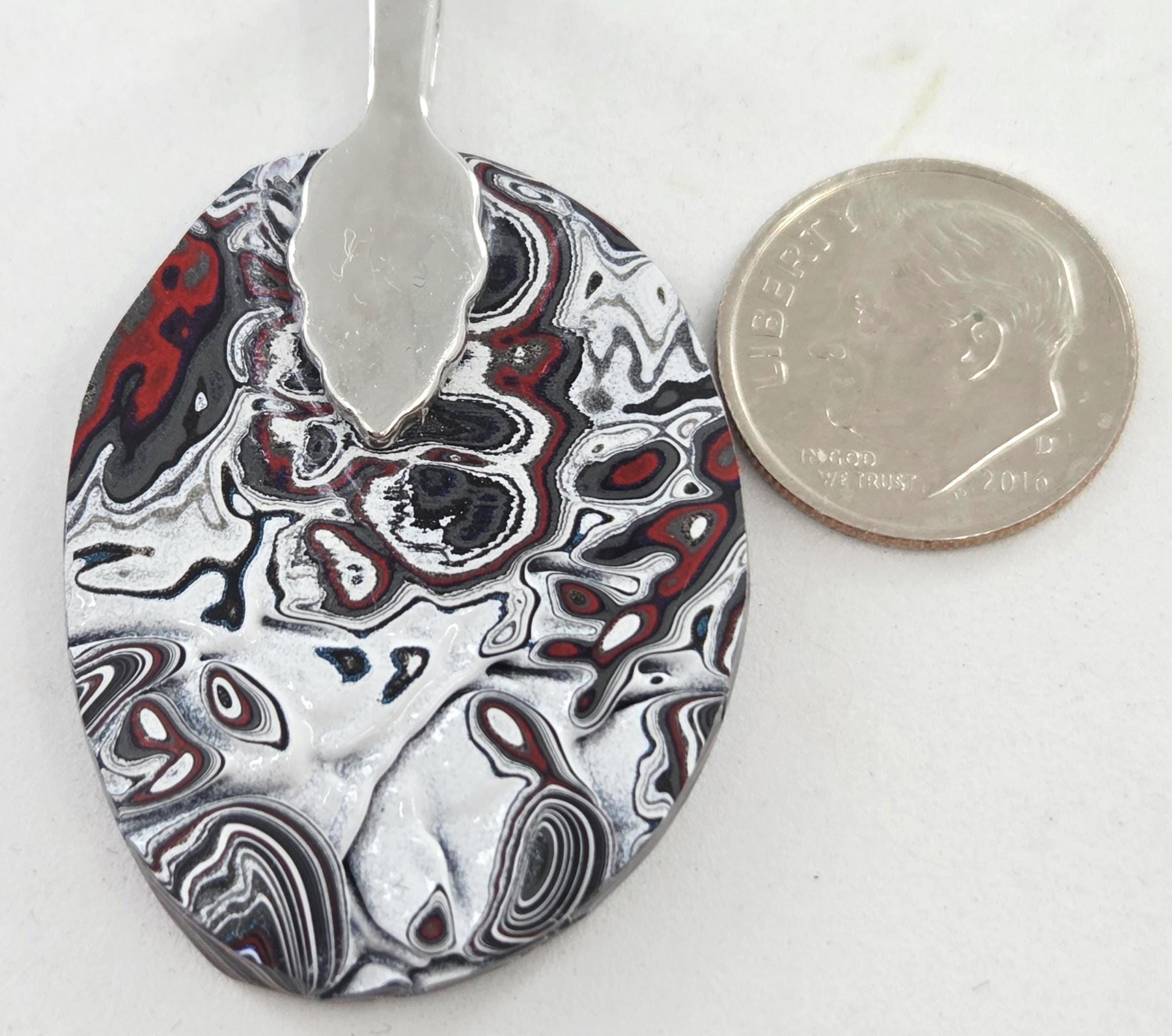 Fordite with Pools of Color Pendant, view 2