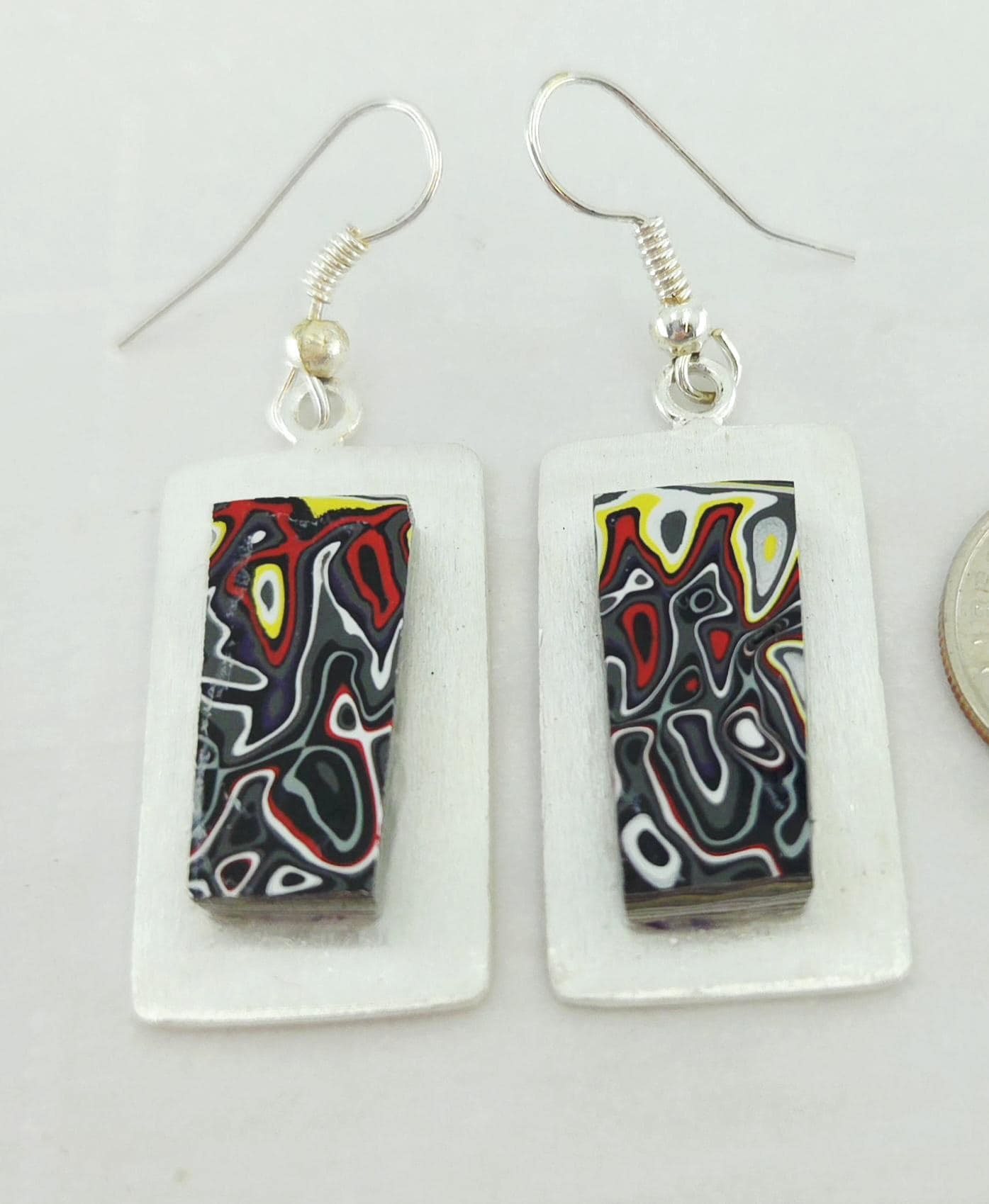 Fordite Earrings/Paint Flow Flames, view 1