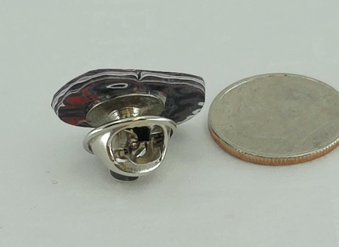 Hand Cut Fordite Tie Tack: Automotive History Lapel Pin for Car Lovers, view 2