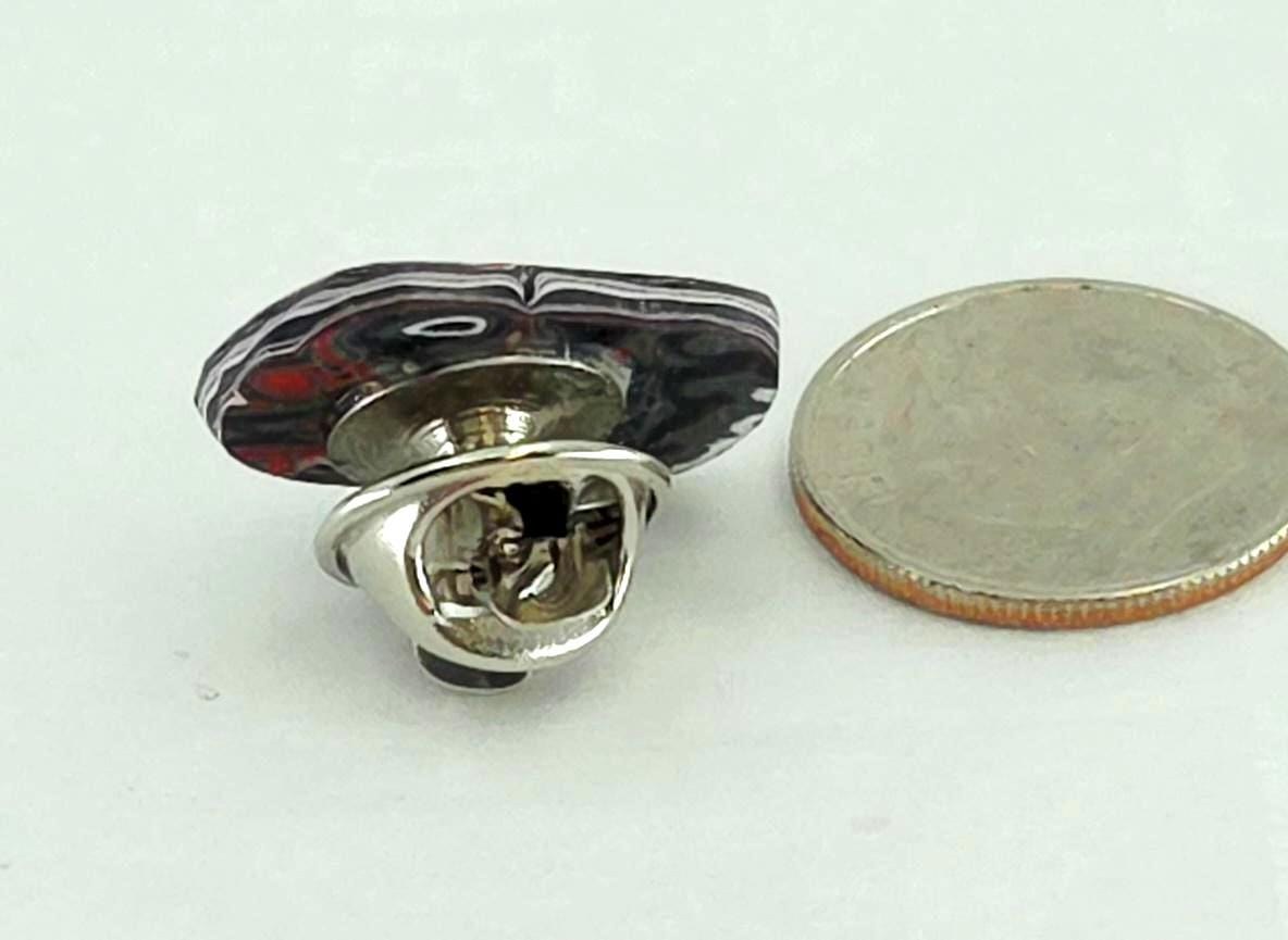 Hand Cut Fordite Tie Tack: Automotive History Lapel Pin for Car Lovers, view 2