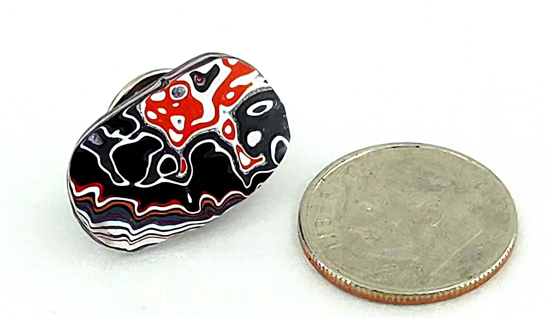 Hand Cut Fordite Tie Tack: Automotive History Lapel Pin for Car Lovers, view 3