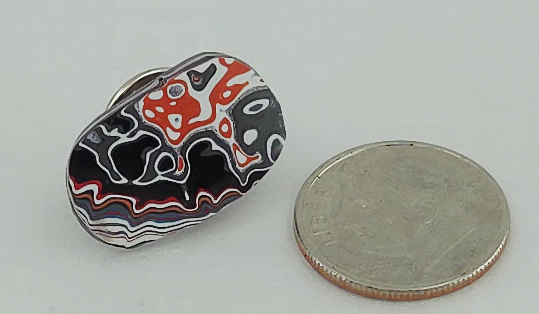 Hand Cut Fordite Tie Tack: Automotive History Lapel Pin for Car Lovers, view 3