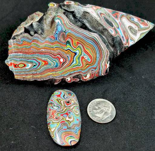 Fordite cross-section and polished cabochon