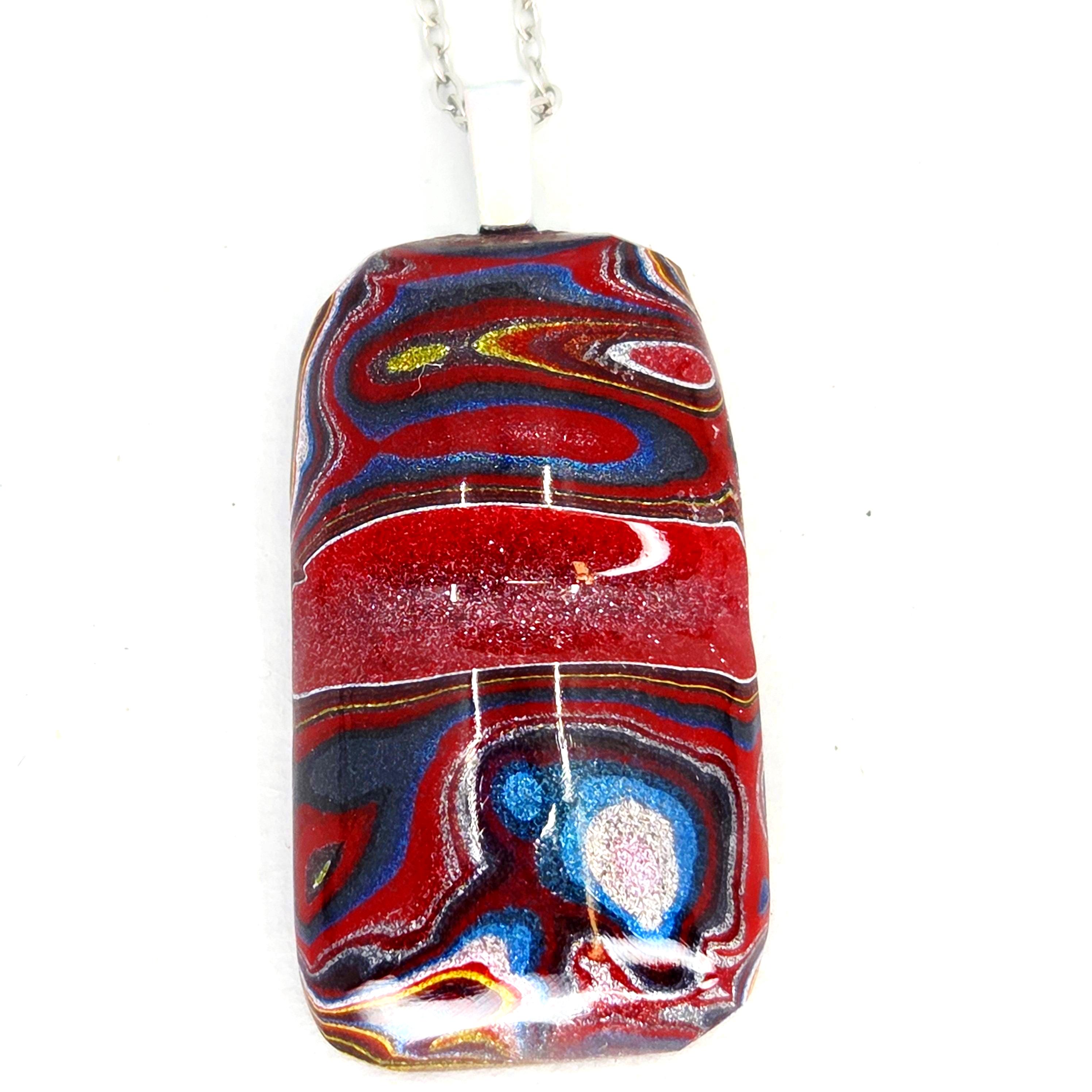 Corvette Fordite Pendant / Rich Chatoyant Colors /
