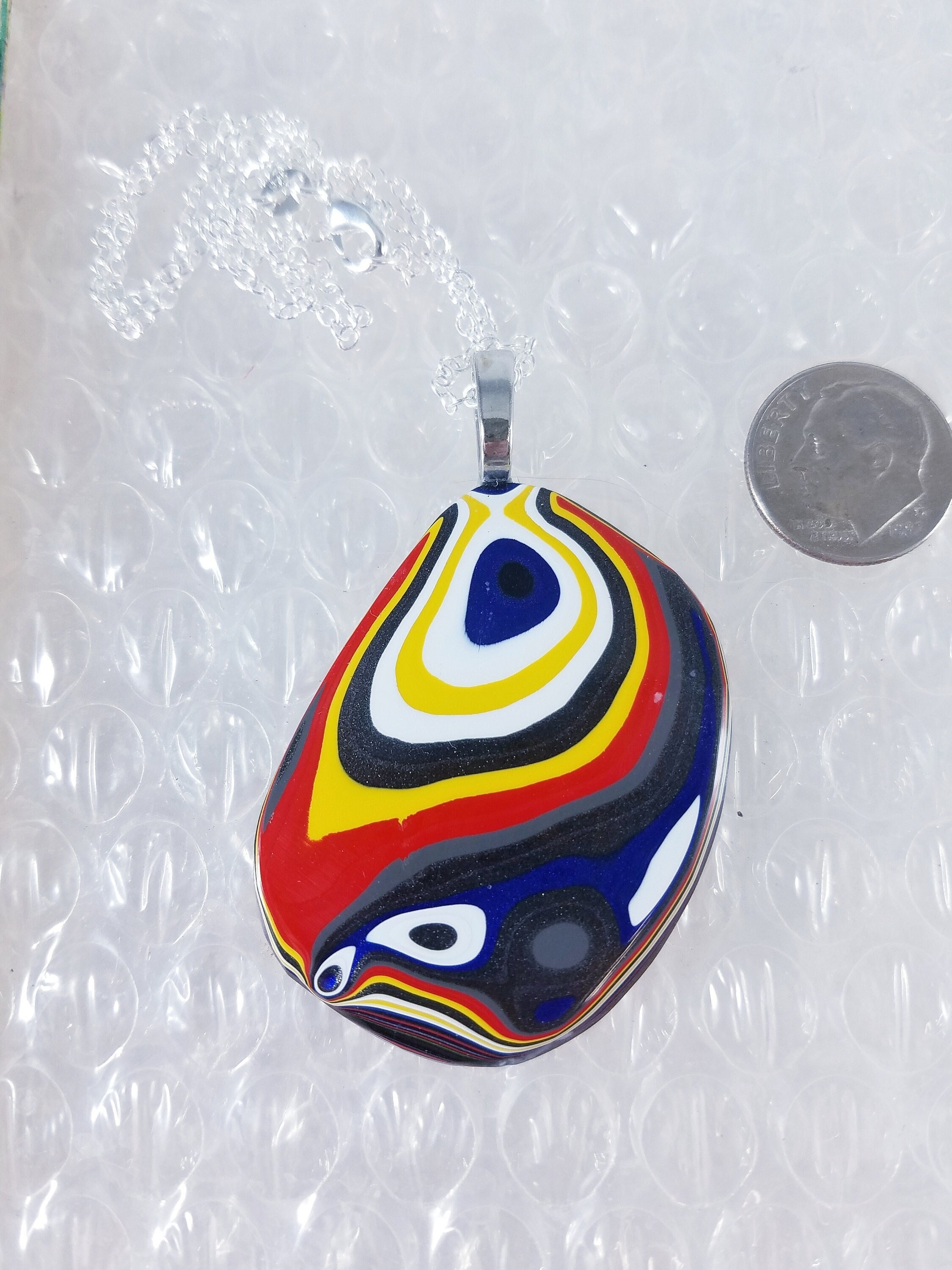 Fordite Pendant  Brilliant Colors