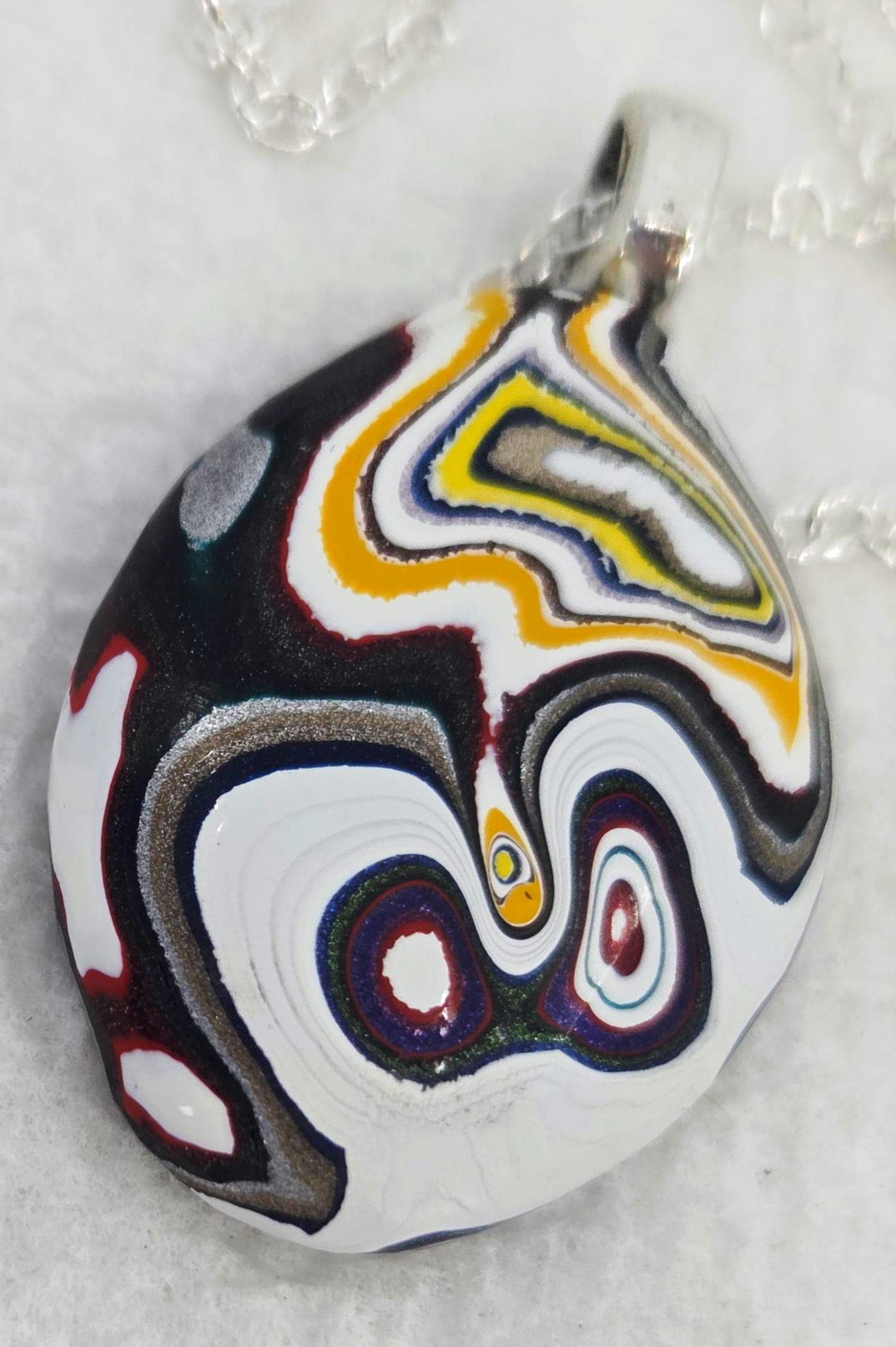 Hand-cut Fordite Pendant / Hand Cut Wearable Art
