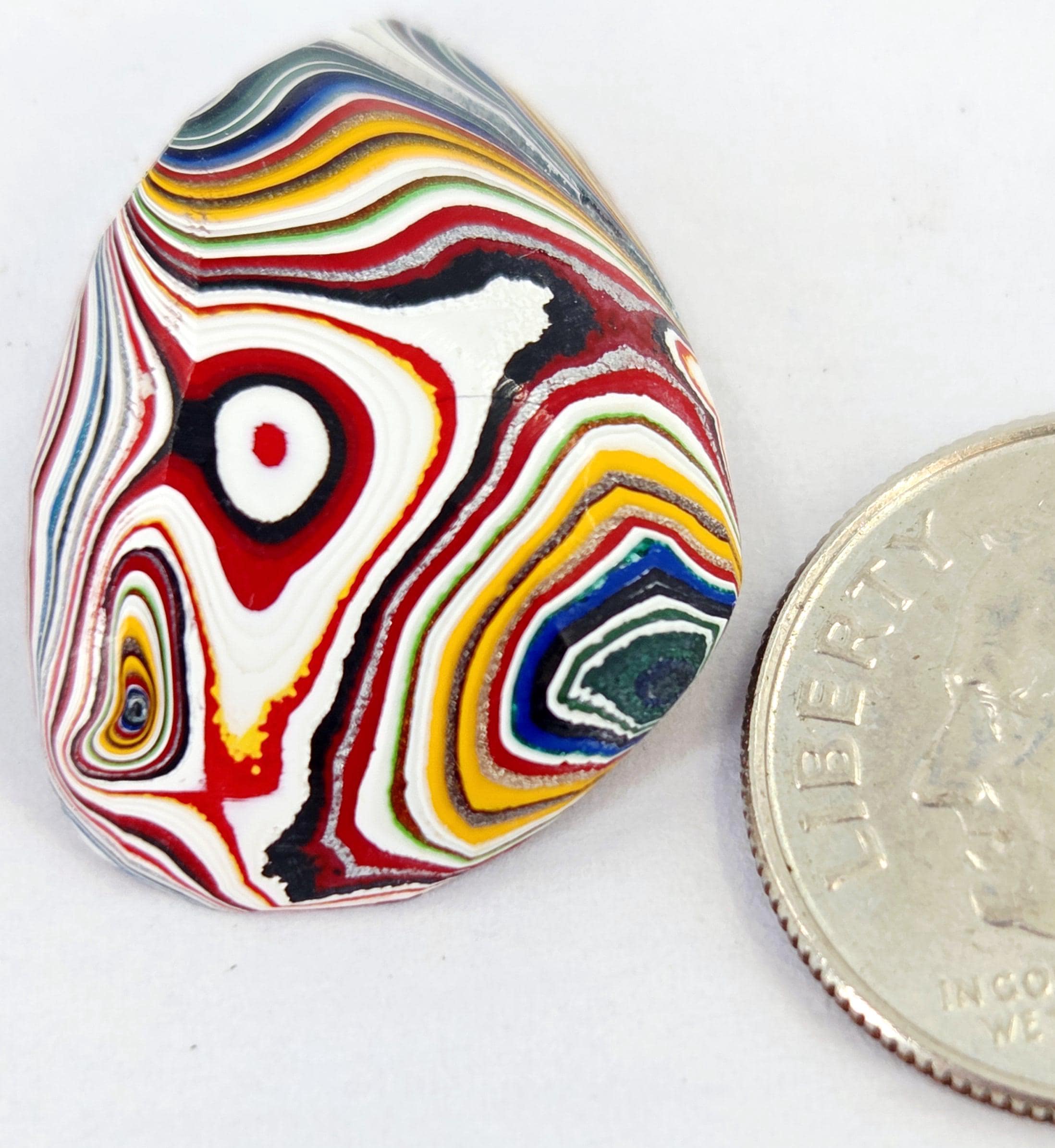 Kenworth Fordite Cabochon, Bold Pattern, Automotive Manufacturing, Fun Size (23.9x16.7x6.5mm)