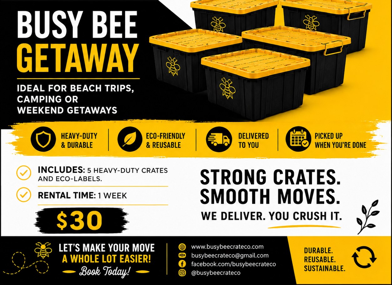 The Busy Bee Getaway reusable moving crate package