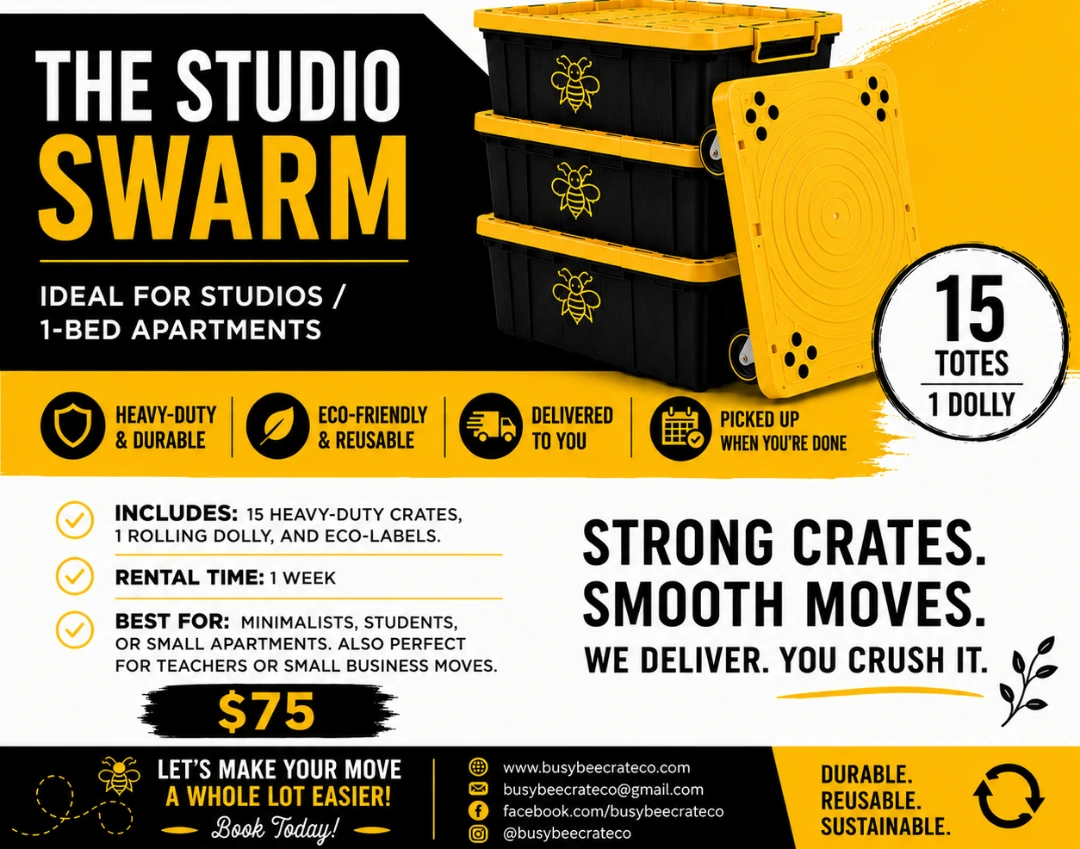 The Studio Swarm reusable moving crate package