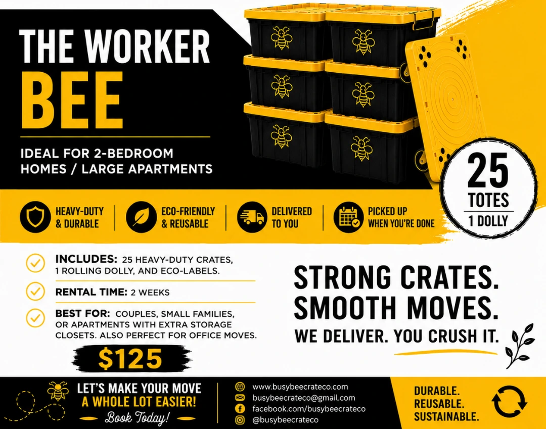 The Worker Bee reusable moving crate package