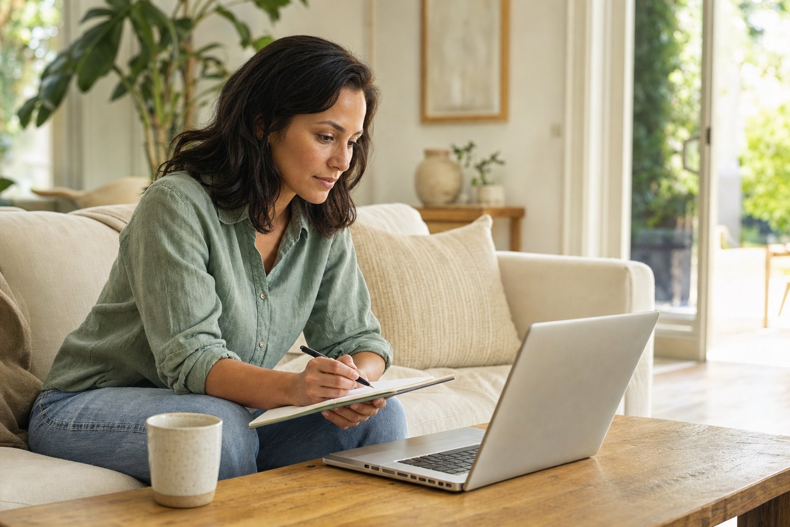 A patient having a telehealth appointment from home