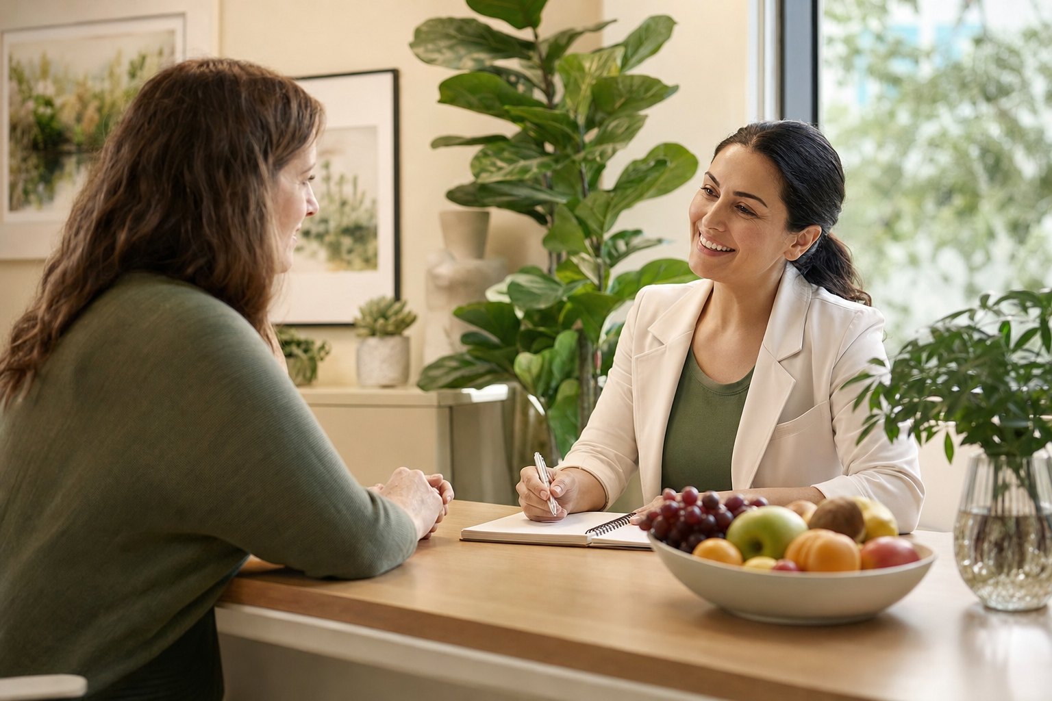 A clinician discussing a wellness plan with a patient