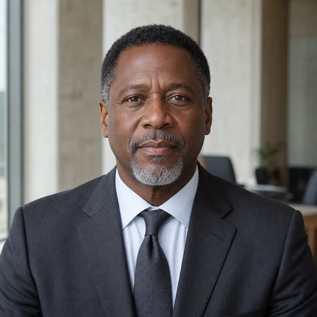 AI-generated portrait of a fictional public-safety executive