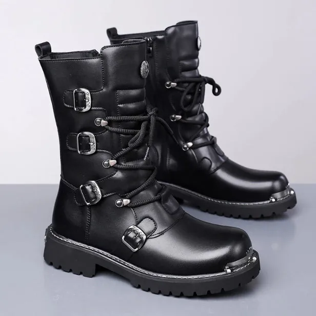 Autumn And Winter High-top Boots Men's Trendy Riding BootsBritish-style Denim Vintage Equestrian Boots