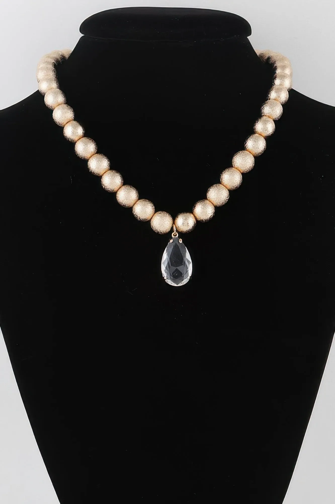 Golden Heir | Clear Teardrop Beaded Necklace