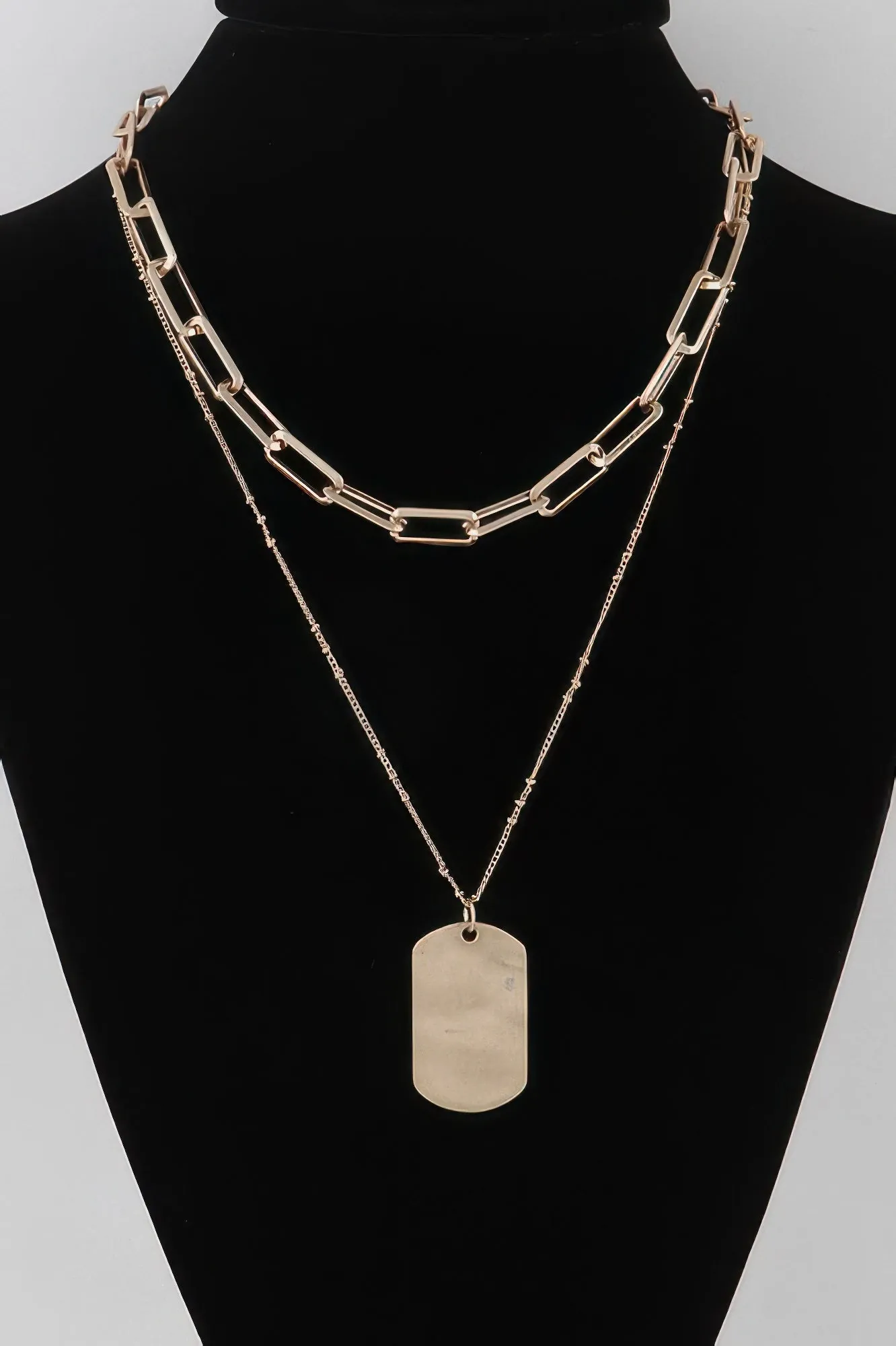 Golden Heir | Double Layered Tag Chain Necklace