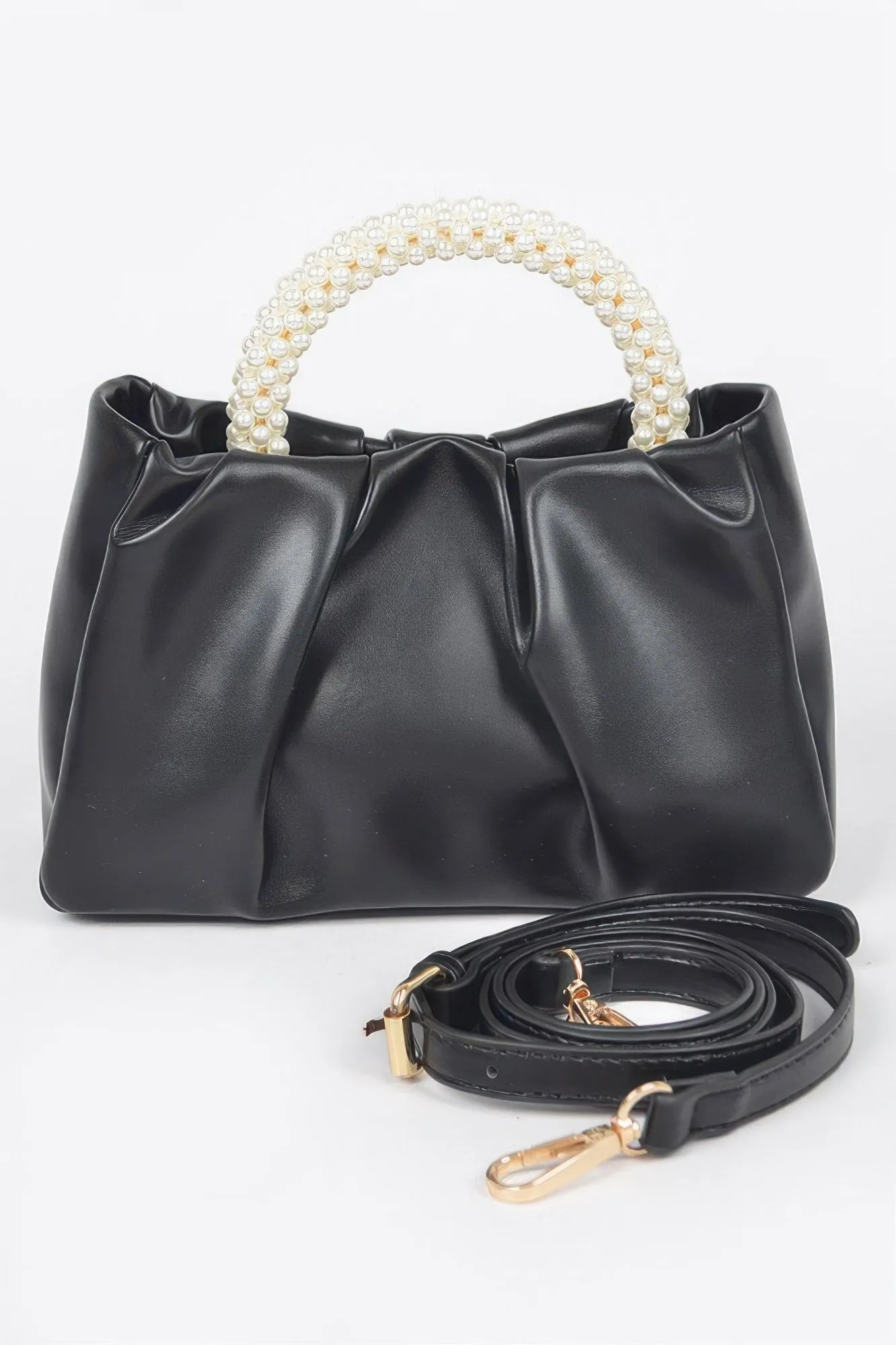 Golden Heir | Faux Leather Pearl Handle Crossbody Bag