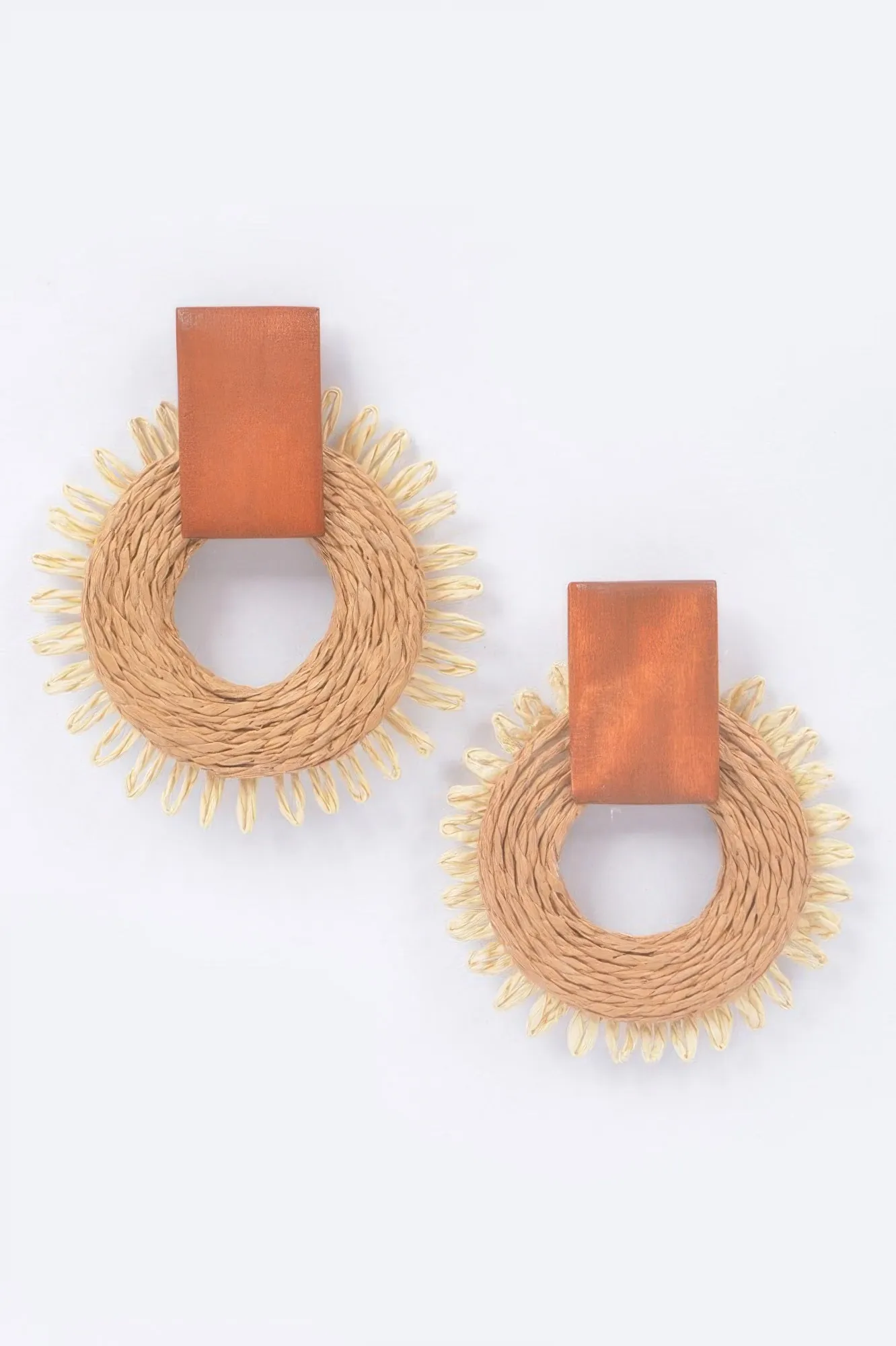 Golden Heir | Faux Straw Round Drop Earrings