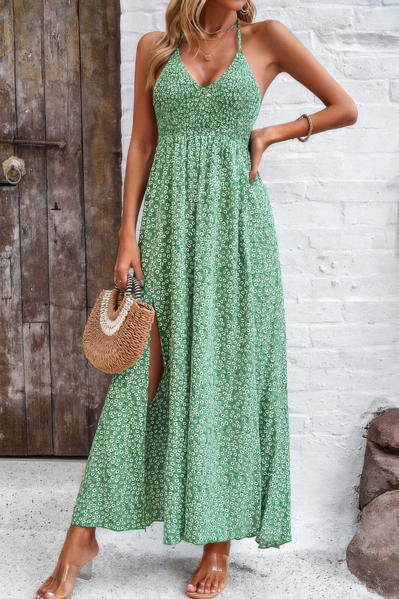 Golden Heir | Floral Boho Tie Sleeveless High-Waist Maxi Dress