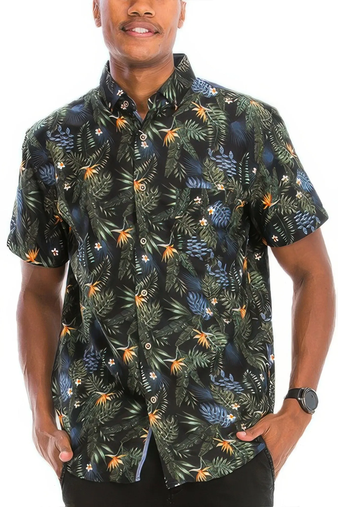 Golden Heir | Hawaiian Print Button Down Shirt (Green)