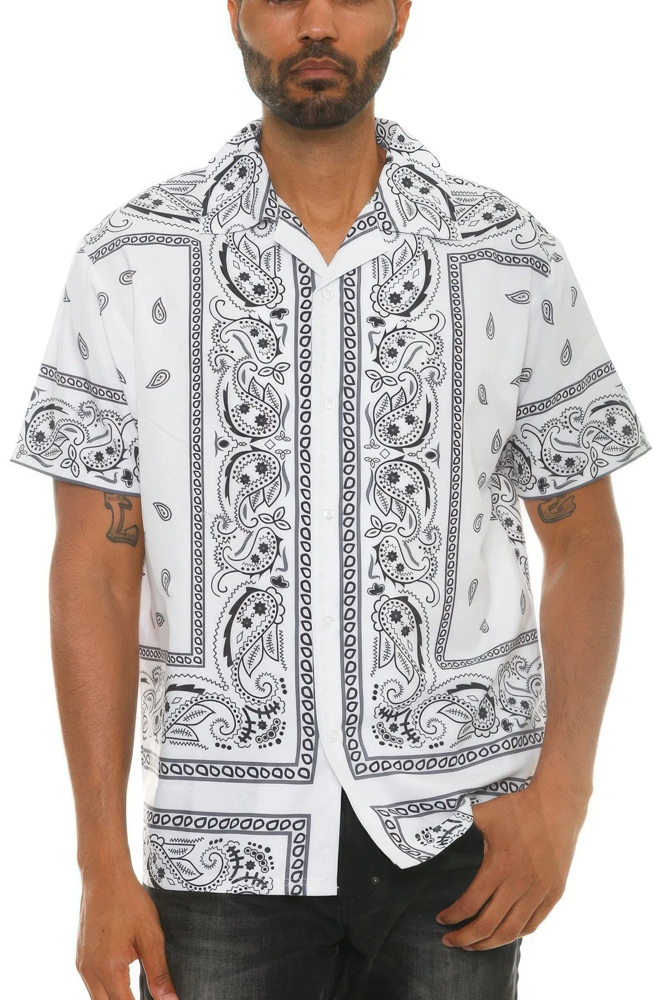 Golden Heir | Mens Collared Print Button Down Shirt