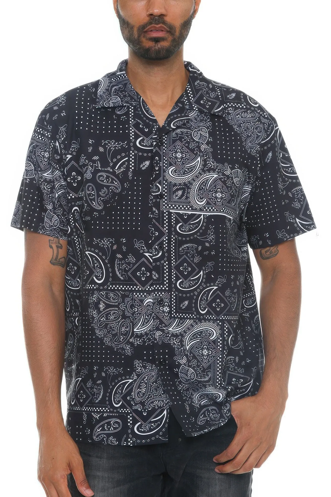 Golden Heir | Mens Collared Print Button Down Shirt