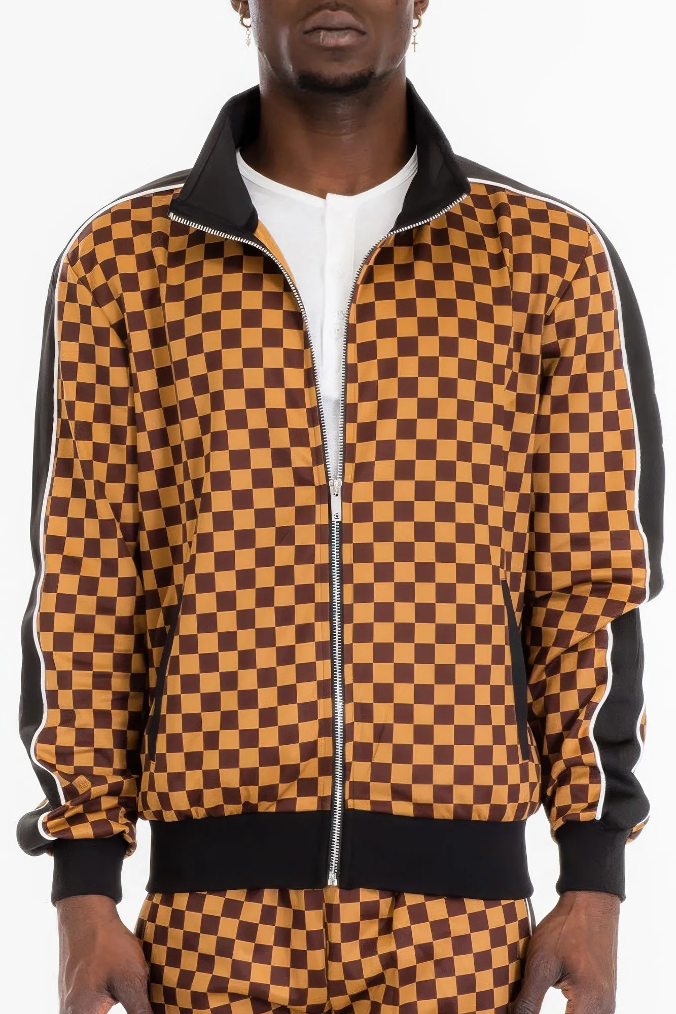 Golden Heir | Mens Full Zip Checkered Jacket
