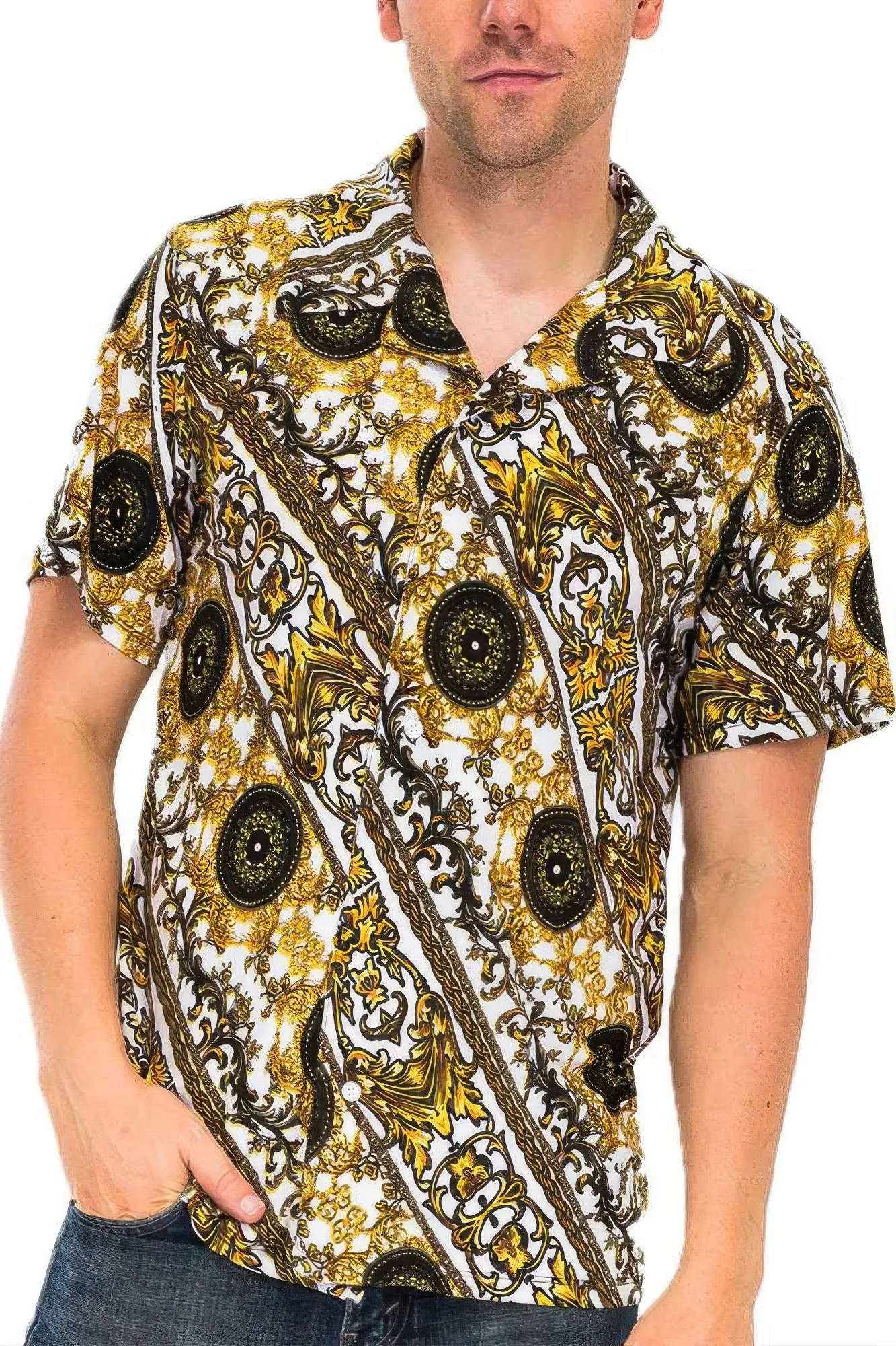Golden Heir | Mens Print Button Down Shirt