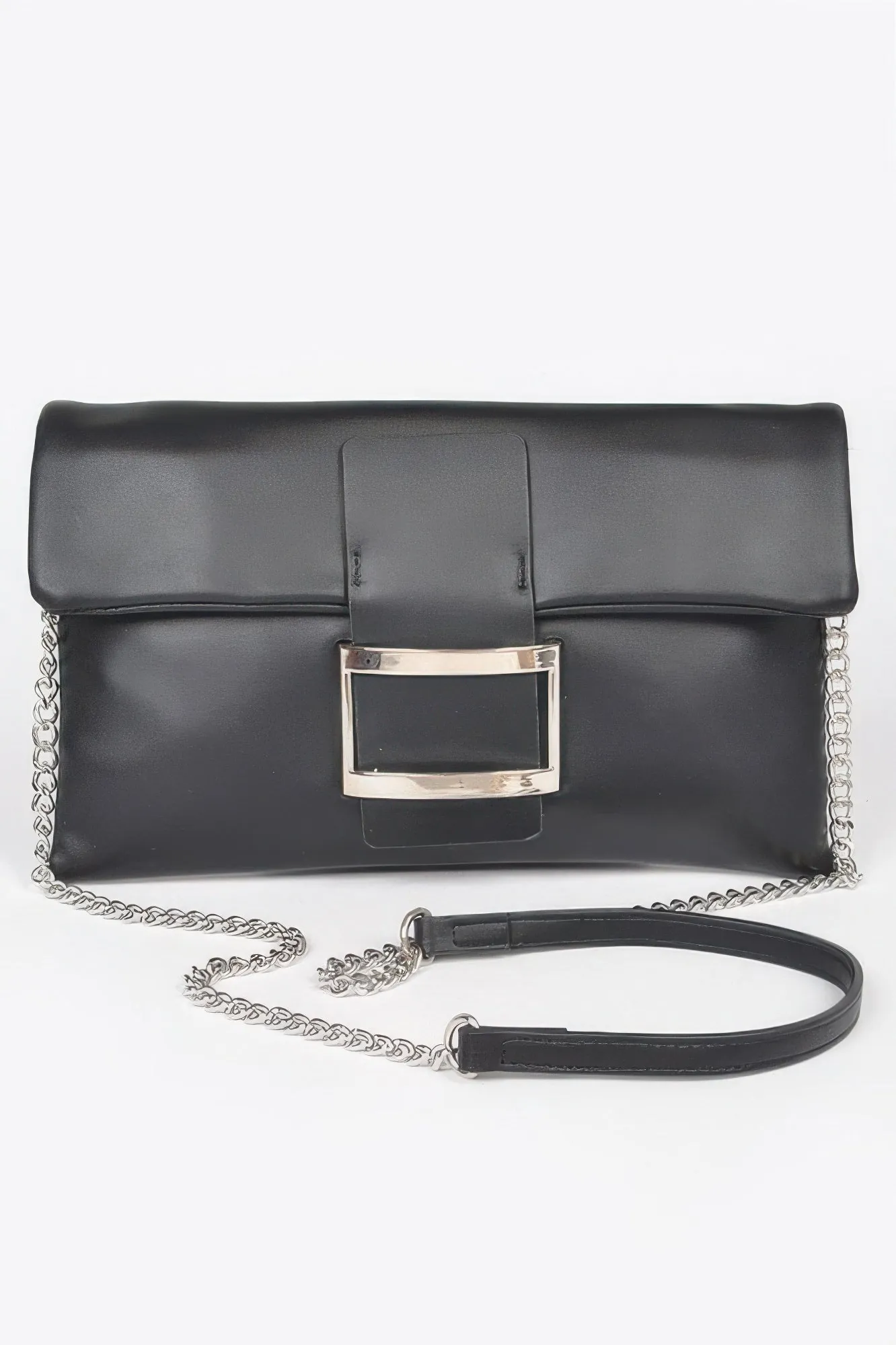 Golden Heir | Metallic Faux Leather Buckle Clutch